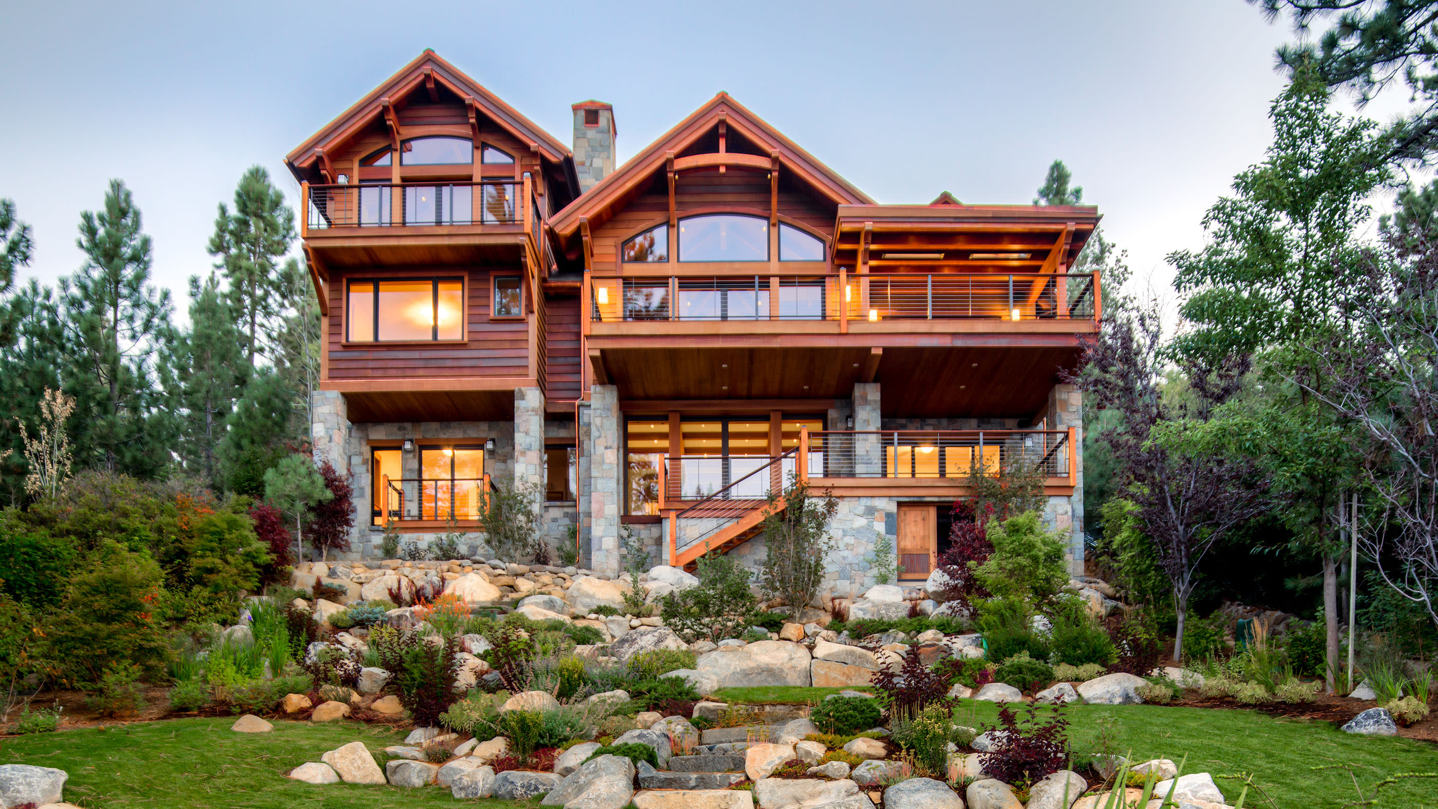 A modern Lake Tahoe home with exceptional landscaping.