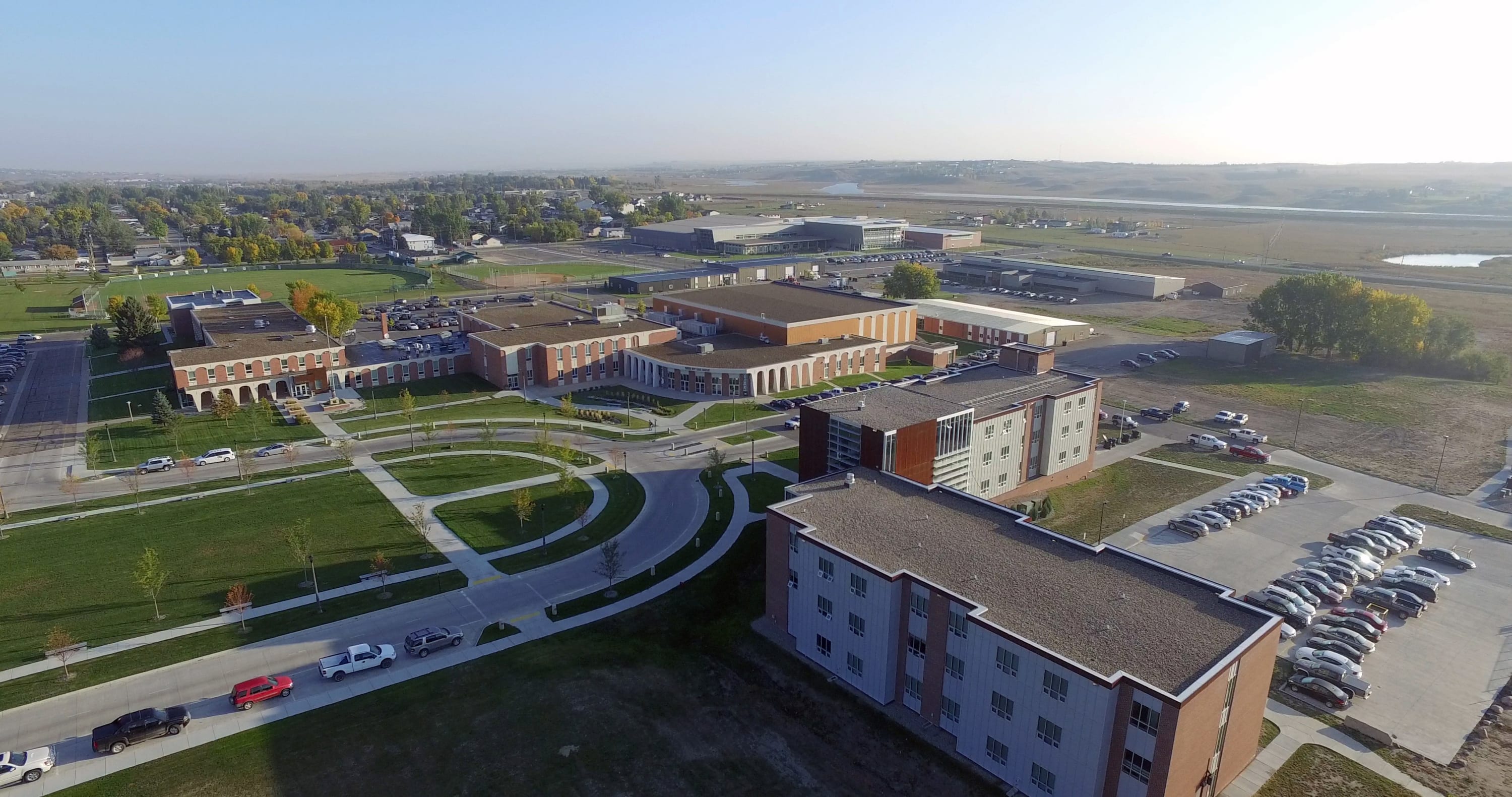 Aerial view of Williston State College Campus in Williston, North Dakota