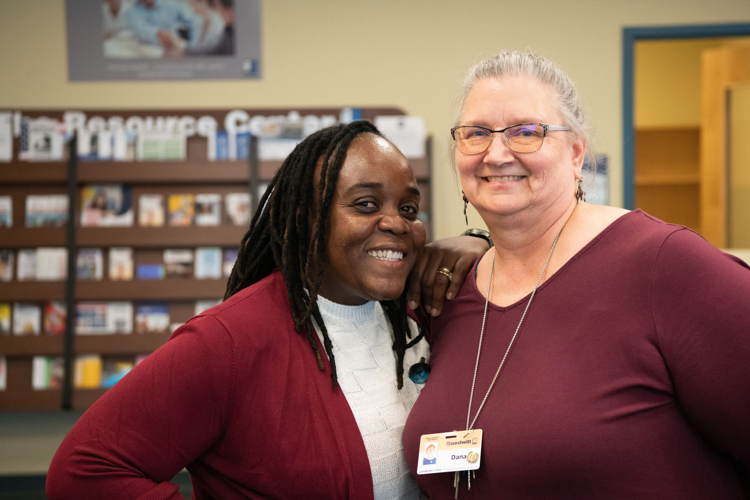 Goodwill team member Paunyne Xavier with her GoodPartner Coach, Dana Knuuti