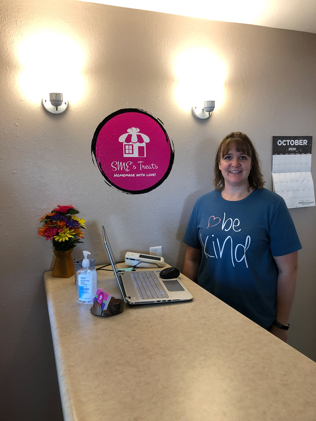 Sheila at Her Customer Counter