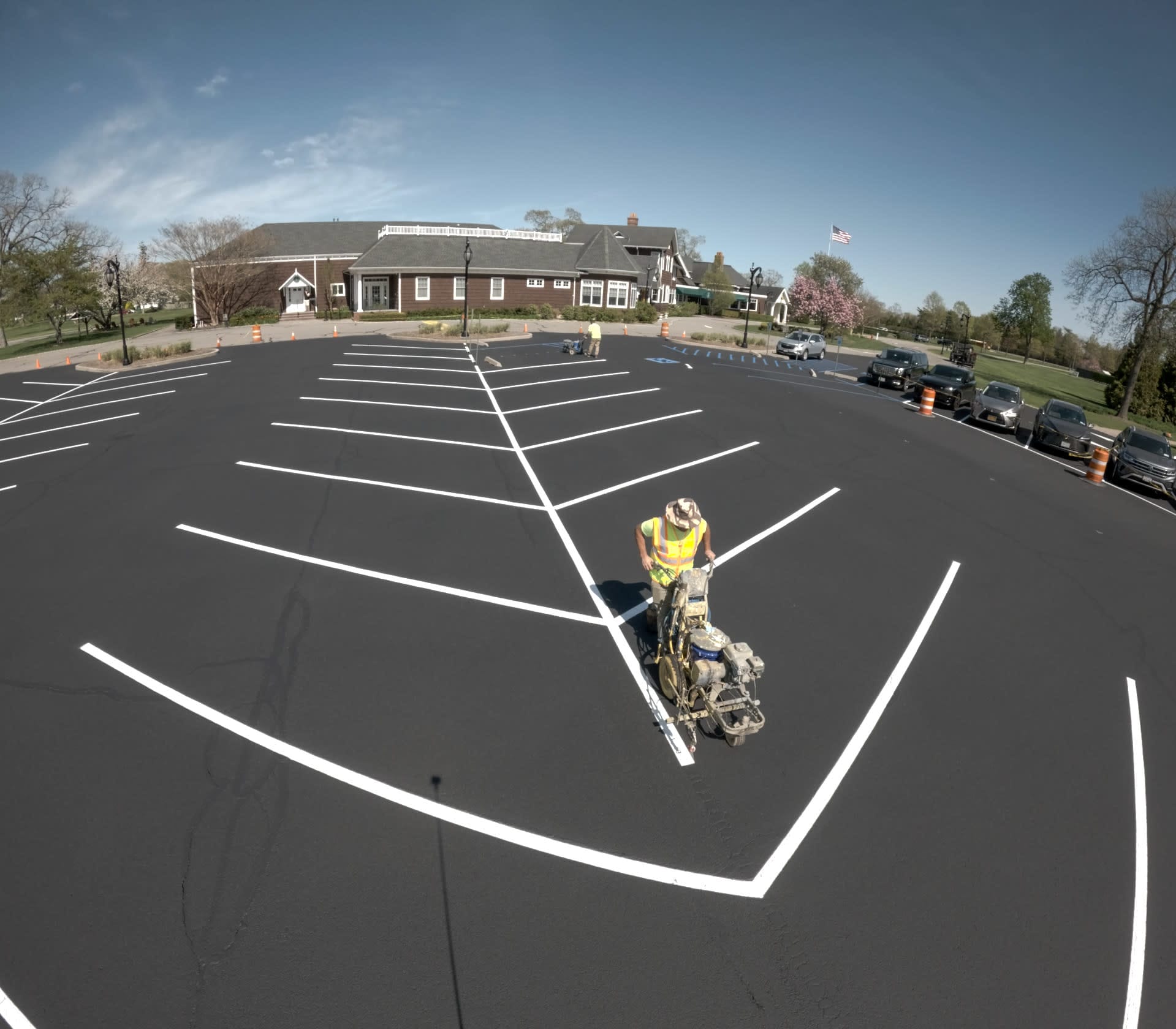 Striping a parking lot at Southward Ho