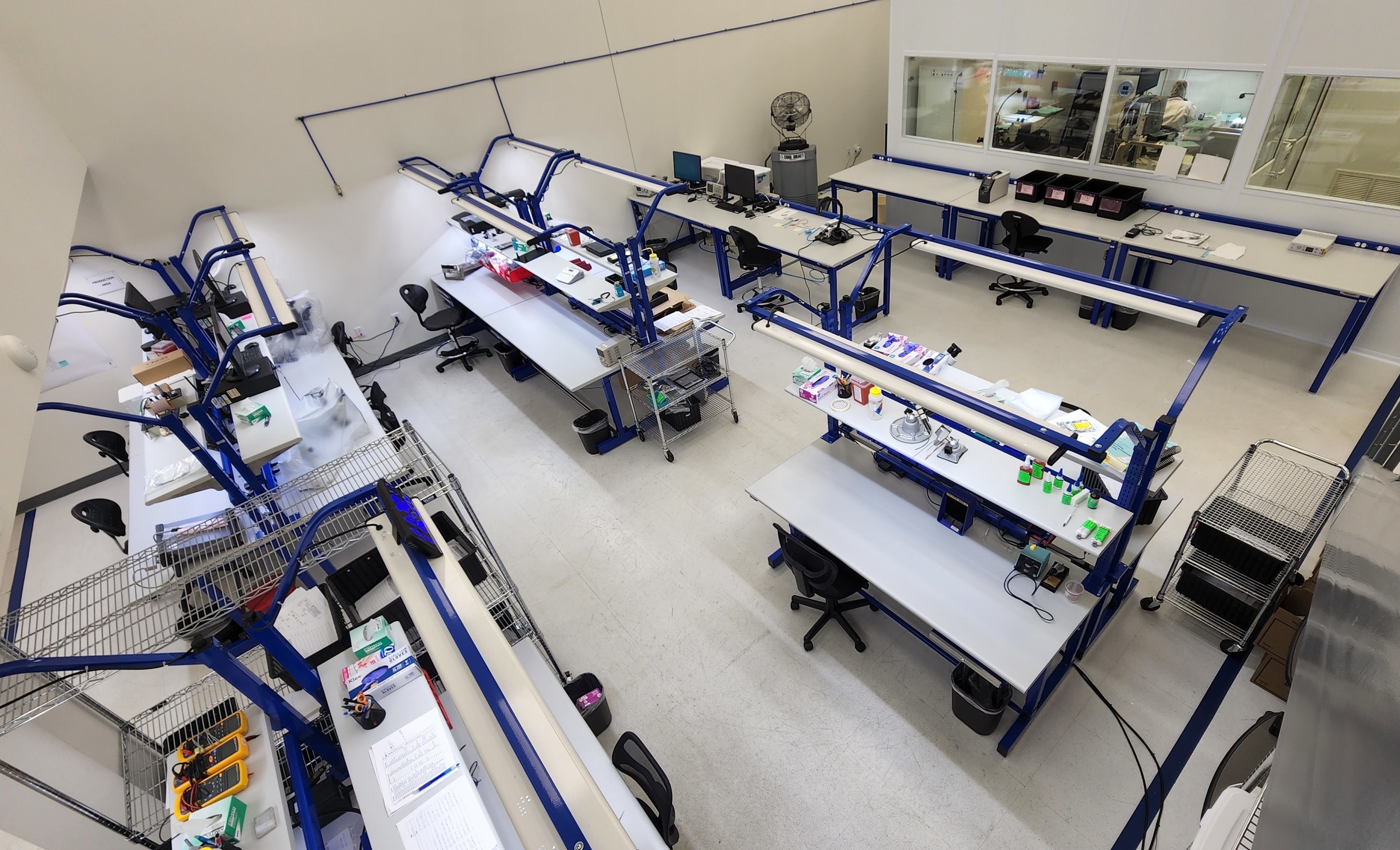 Electronics and cleanroom assembly areas for medical devices