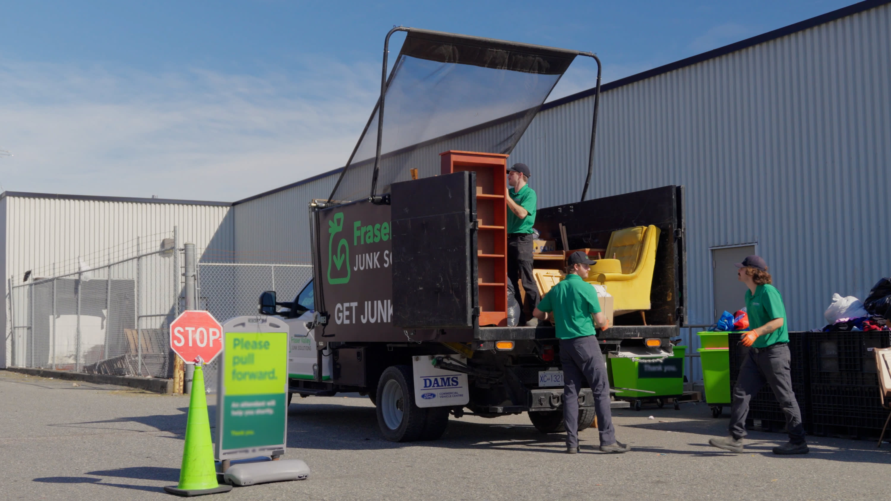 FVJS unloading items for donation and recycling at a local thrift store, keeping unnecessary waste out of the landfill.