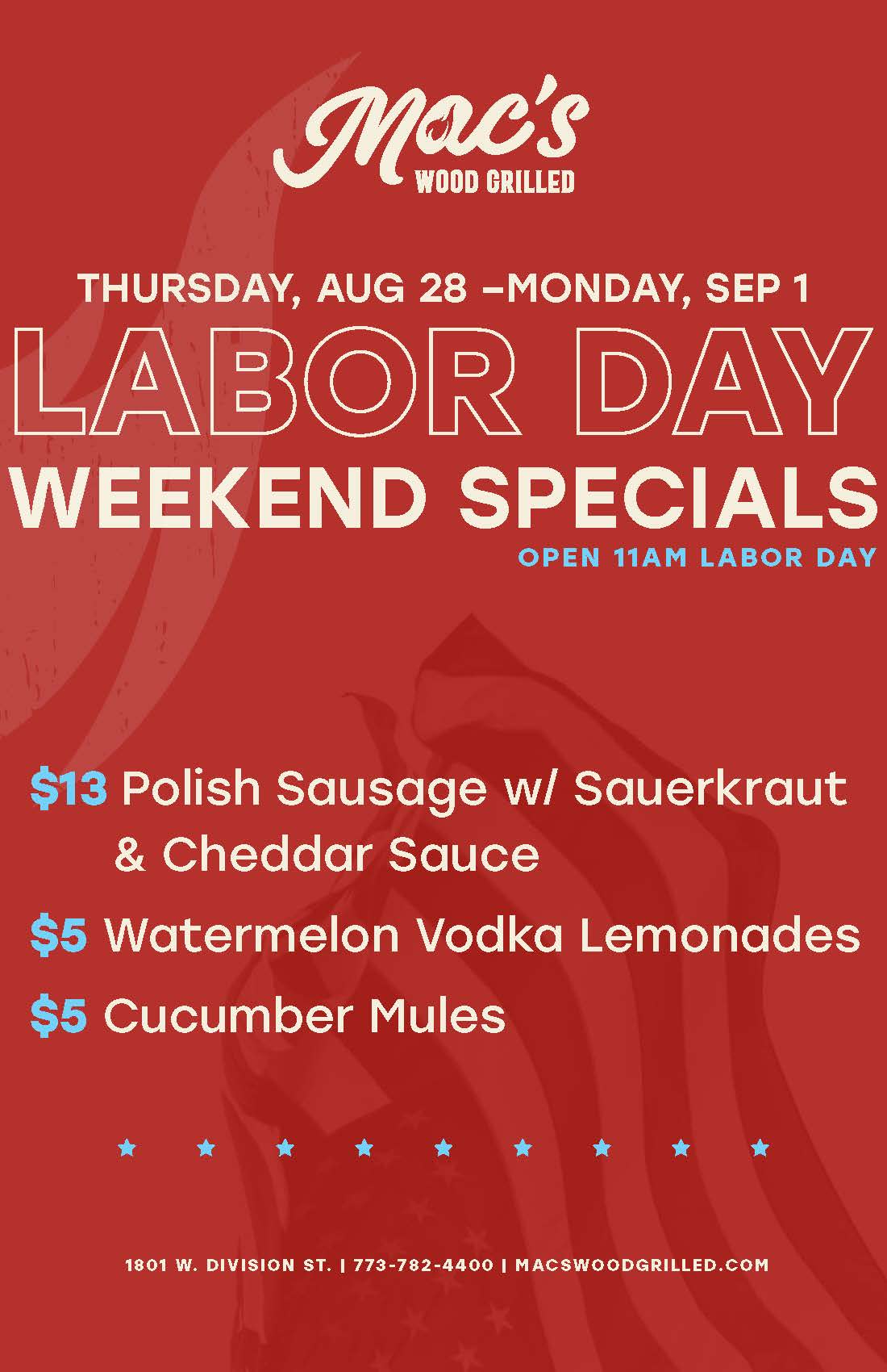 Labor Day Weekend at Mac’s Wood Grilled