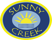 Sunny Creek Logo blue oval with yellow letters