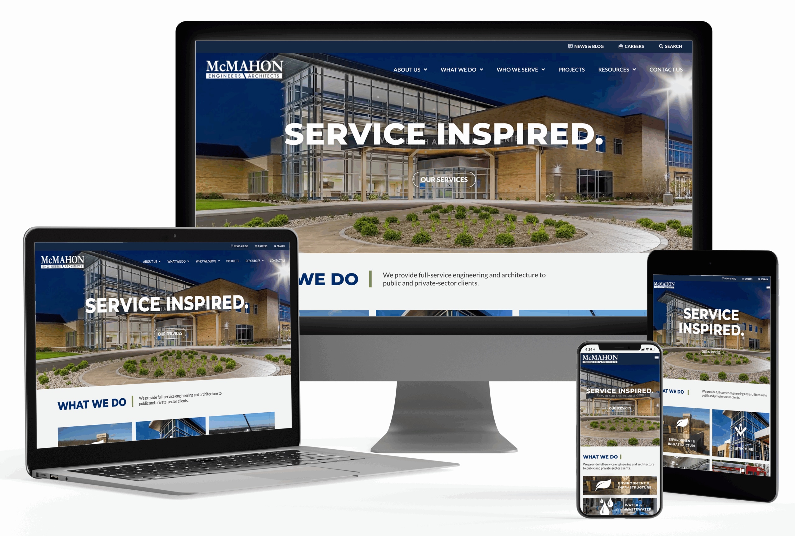 images of new website redesign on different screen sizes