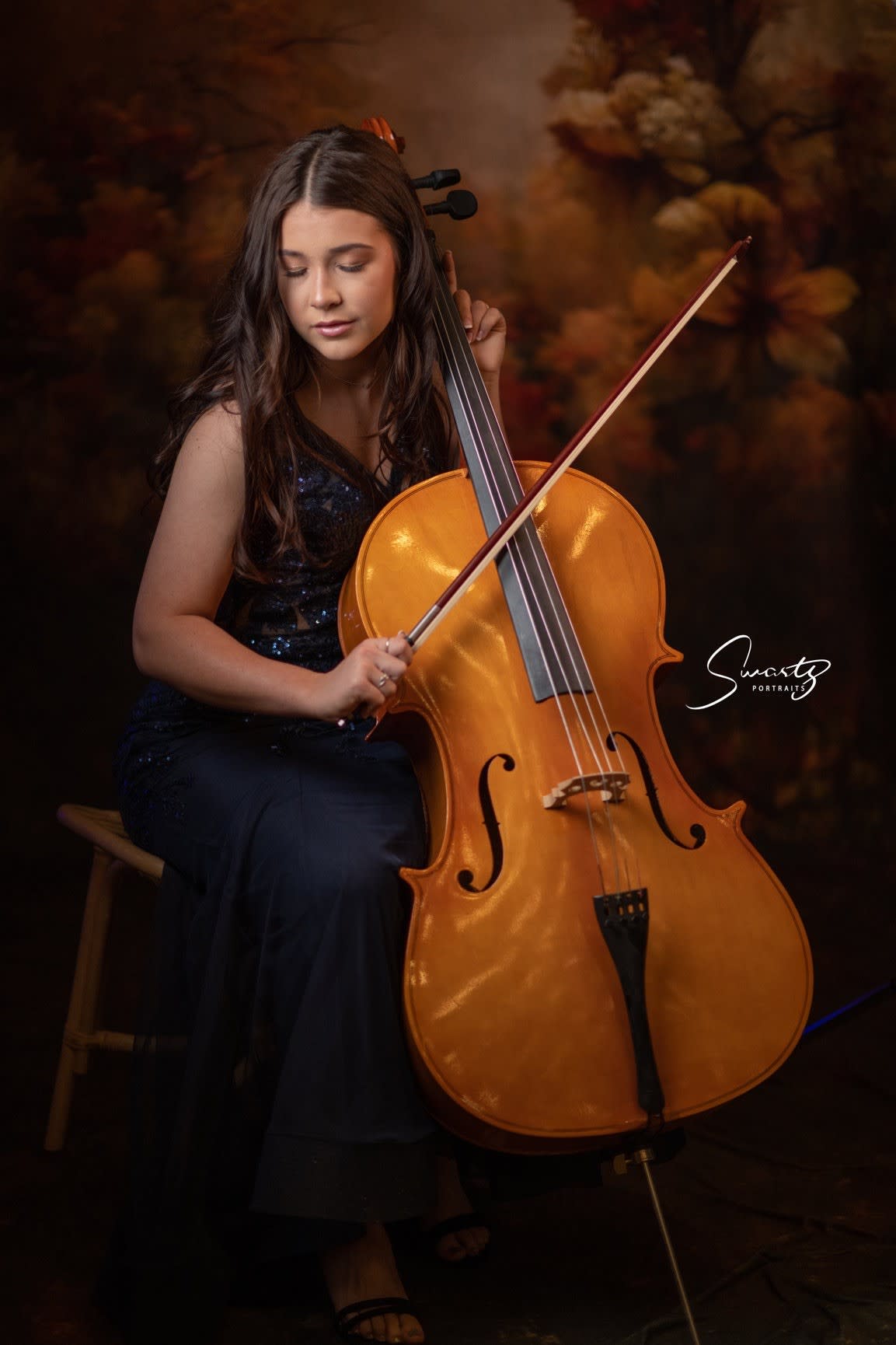 High School Senior Portrait - Playing the Cello