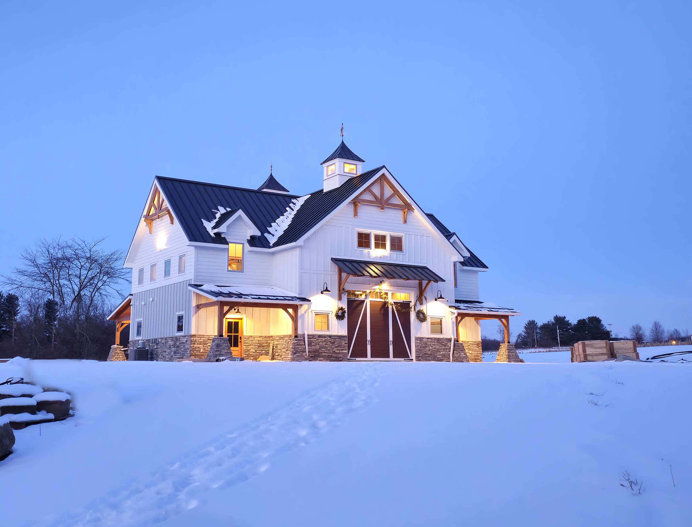 Lauren Rose Farm Barn in Snow