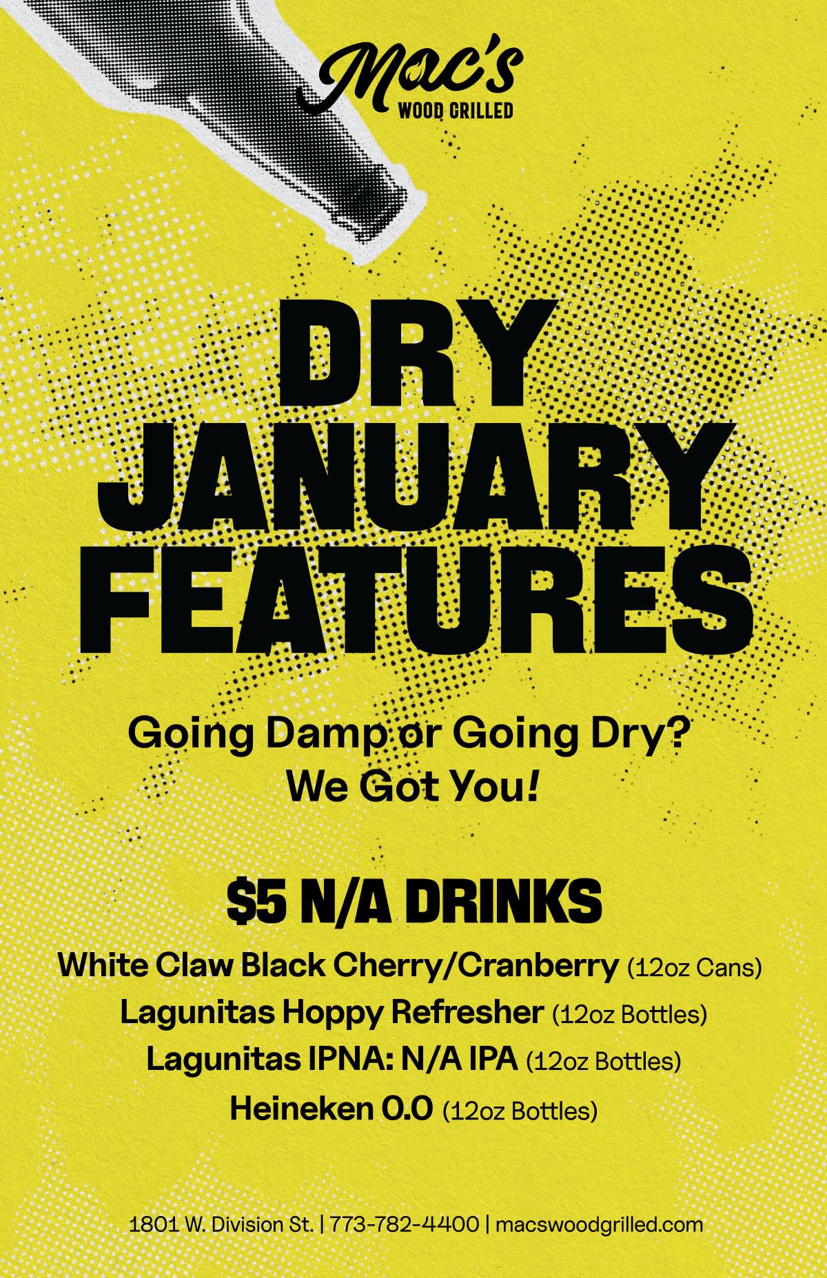 $5 Dry January Specials at Mac’s Wood Grilled