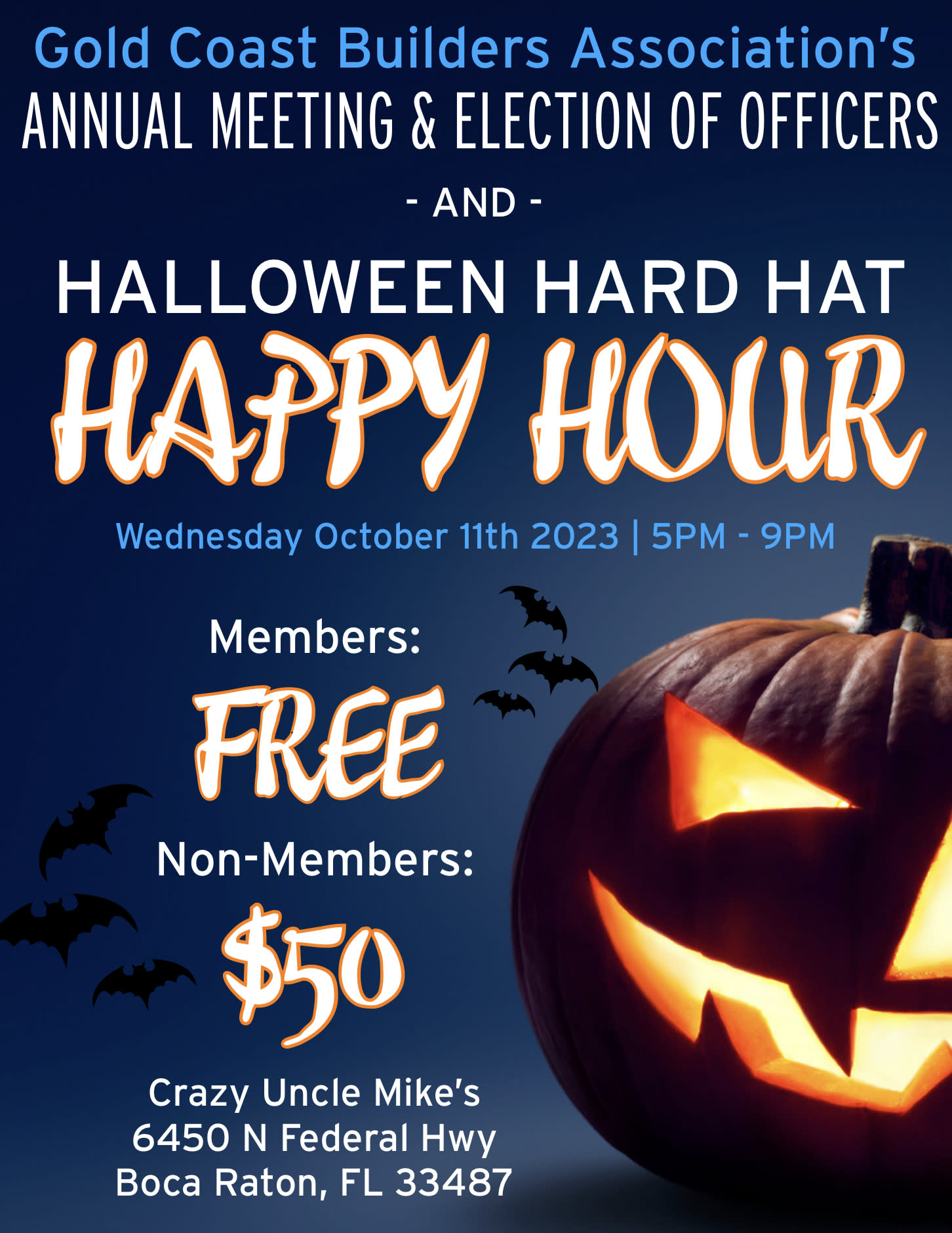 Annual Meeting/Elections & Halloween Hard Hat Happy Hour Gold Coast
