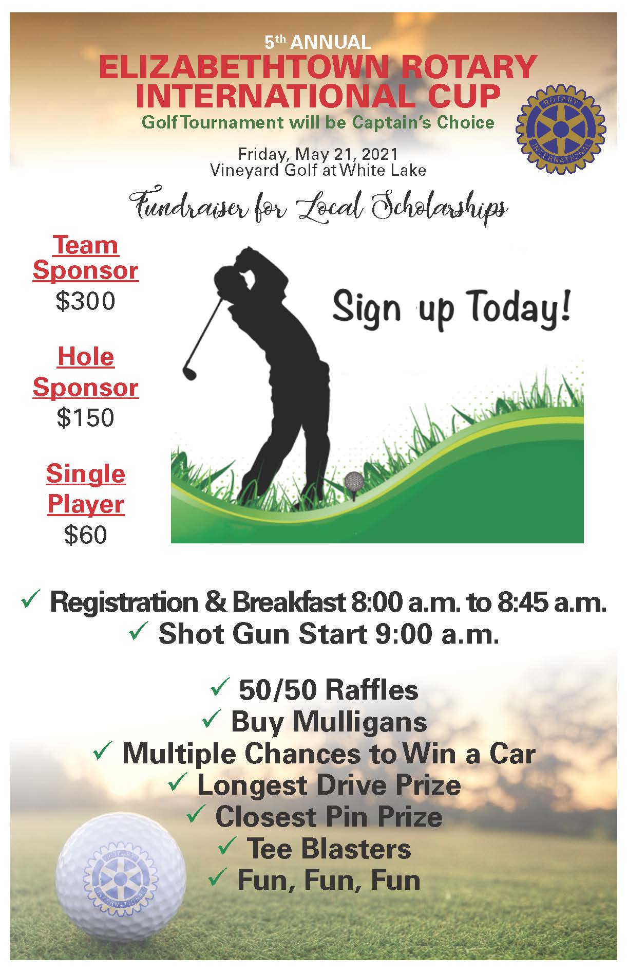 5th Annual Elizabethtown Rotary International Cup Golf Tournament