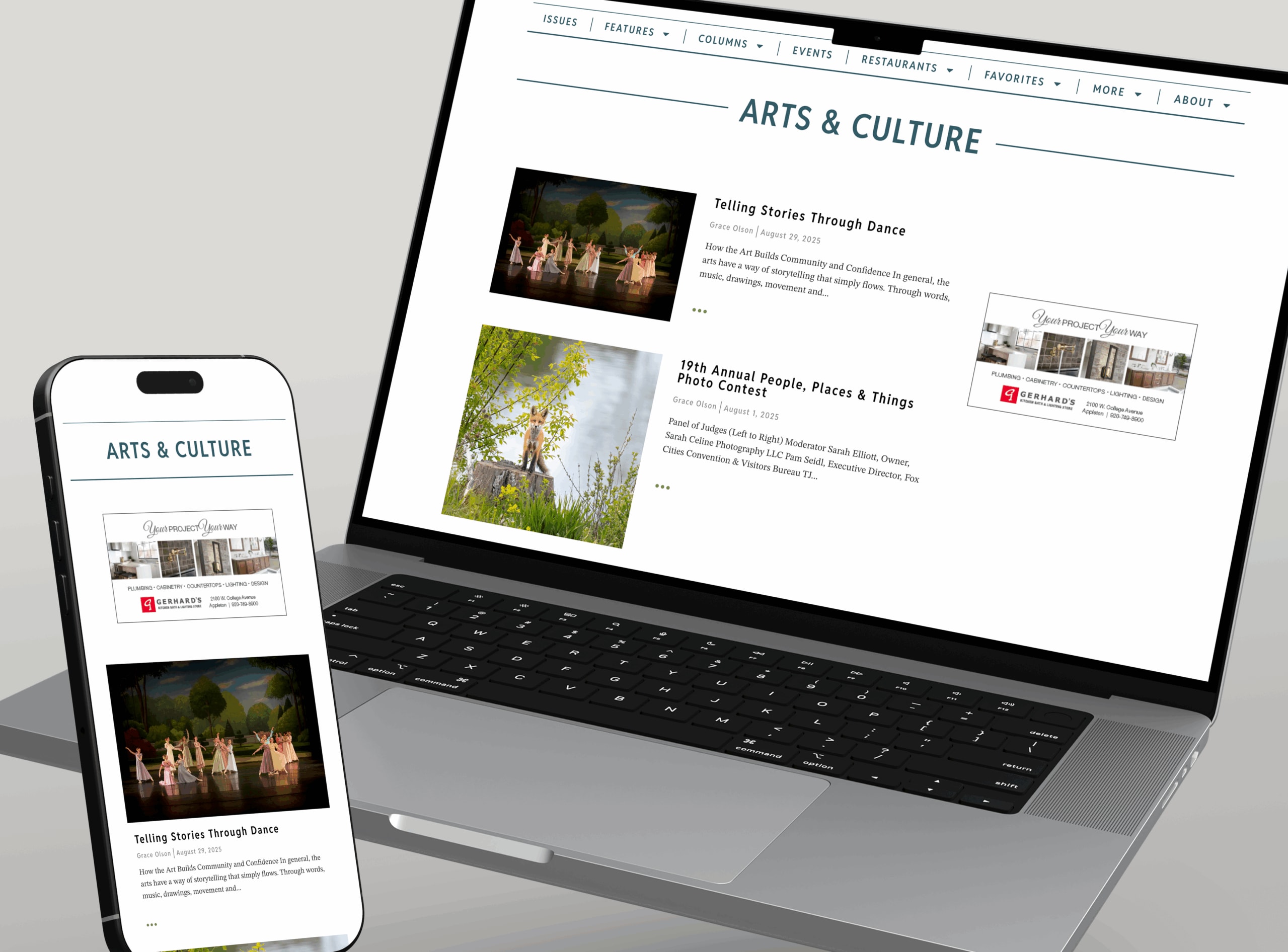 images of new website redesign on different screen sizes