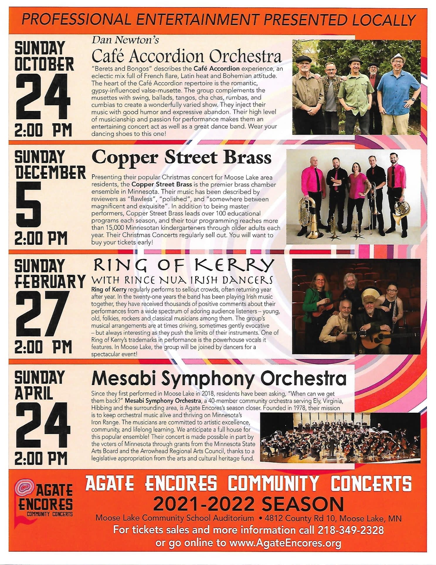 agate encores concert series flyer