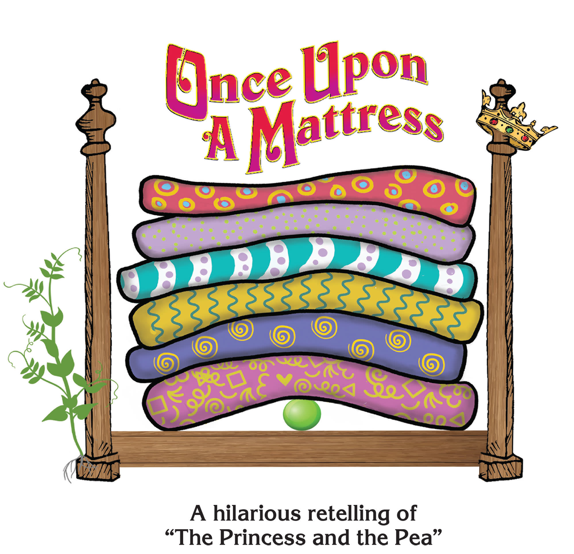 The picture is of a 4 poster bed stacked with 6 fluffy mattresses. Under the mattresses is a tiny pea.