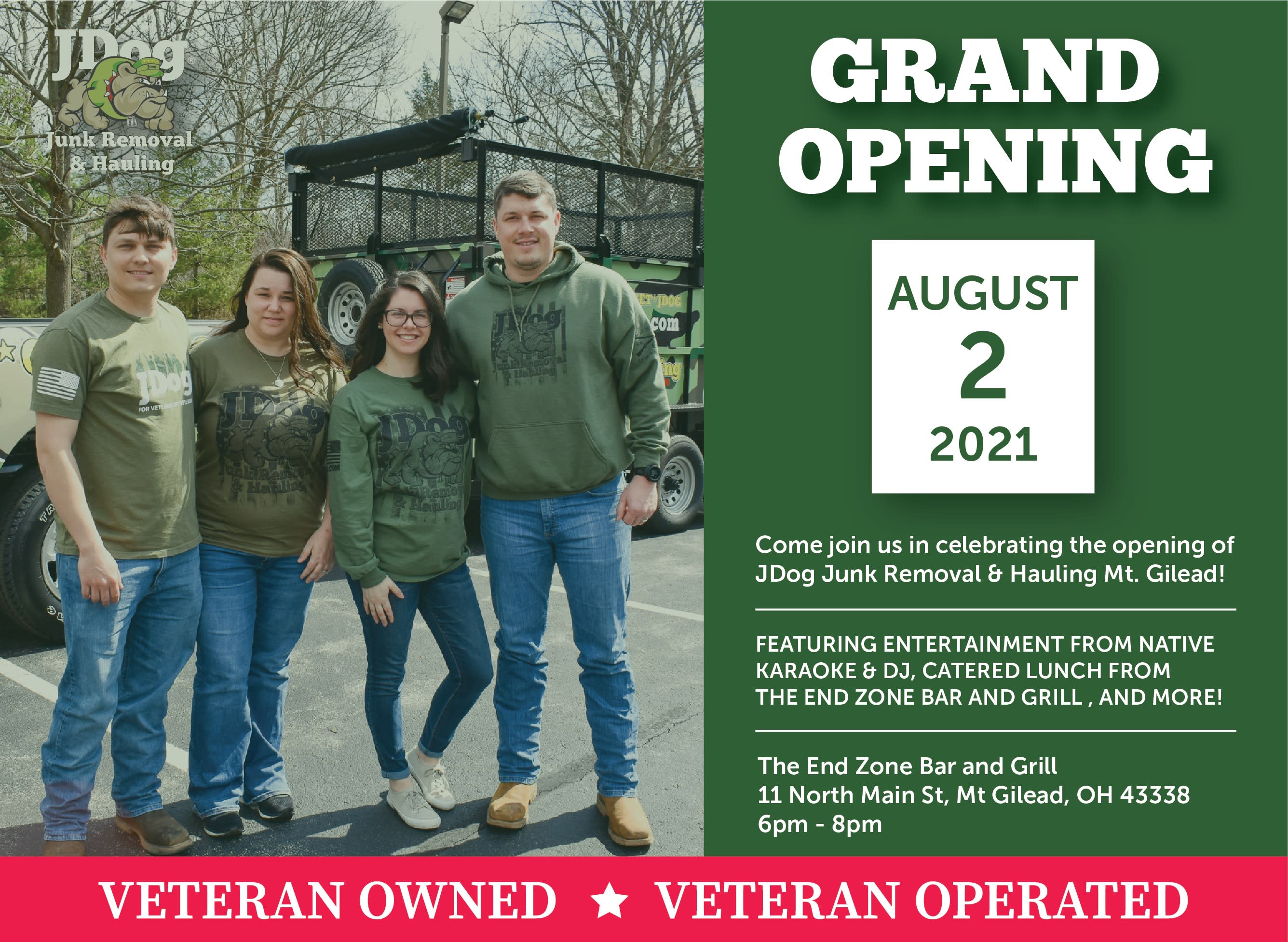 Grand Opening JDog Junk Removal and Hauling Mt Gilead August 2 2021 at 6 PM