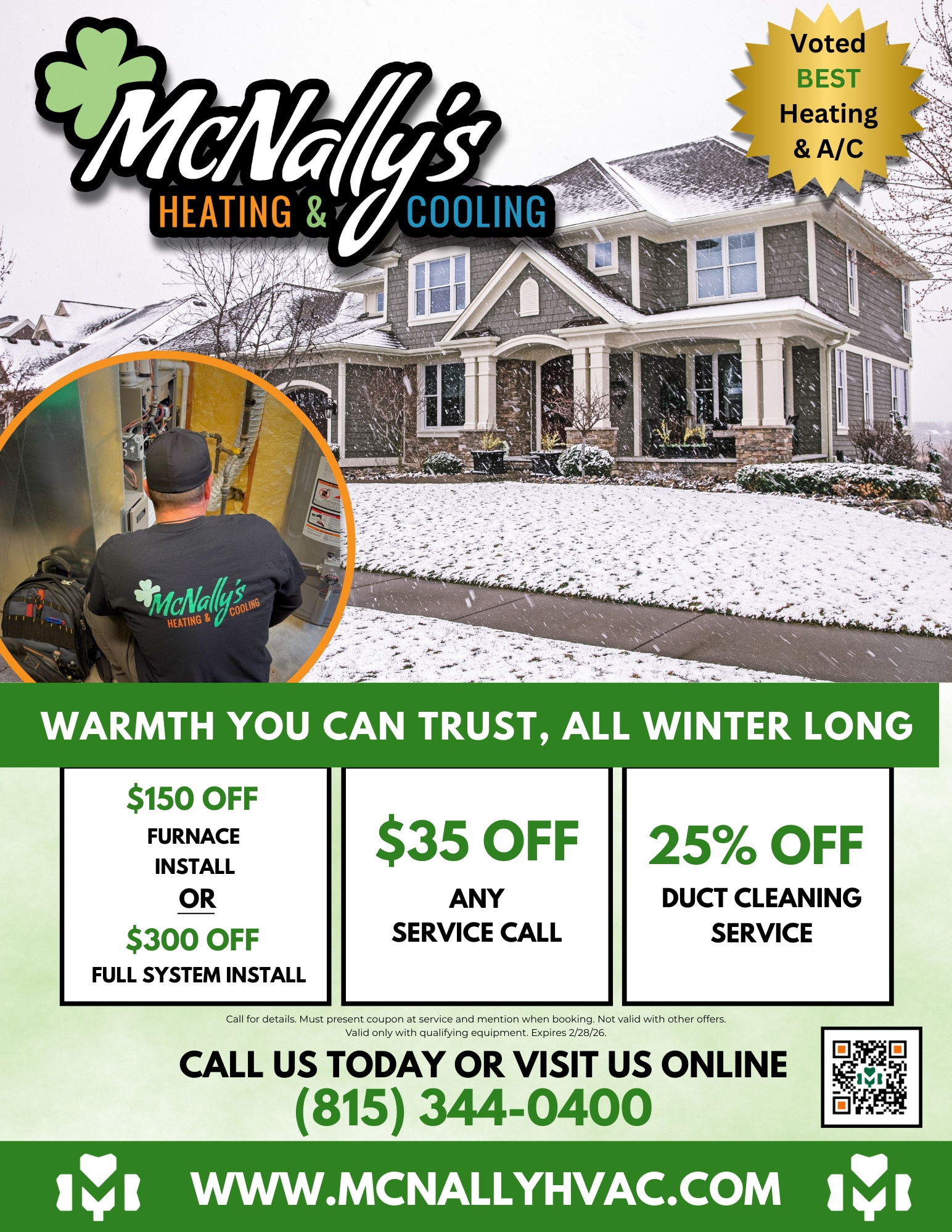 McNally's Heating and Cooling | Humidifier Install | Furnace Tune-Up | HVAC Offers | Heating and Cooling