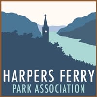Harpers Ferry Park Association logo in shades of blue featuring the Gap.