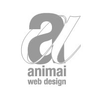 Animai Web Design grayscale logotype of letter a normal and italic font.