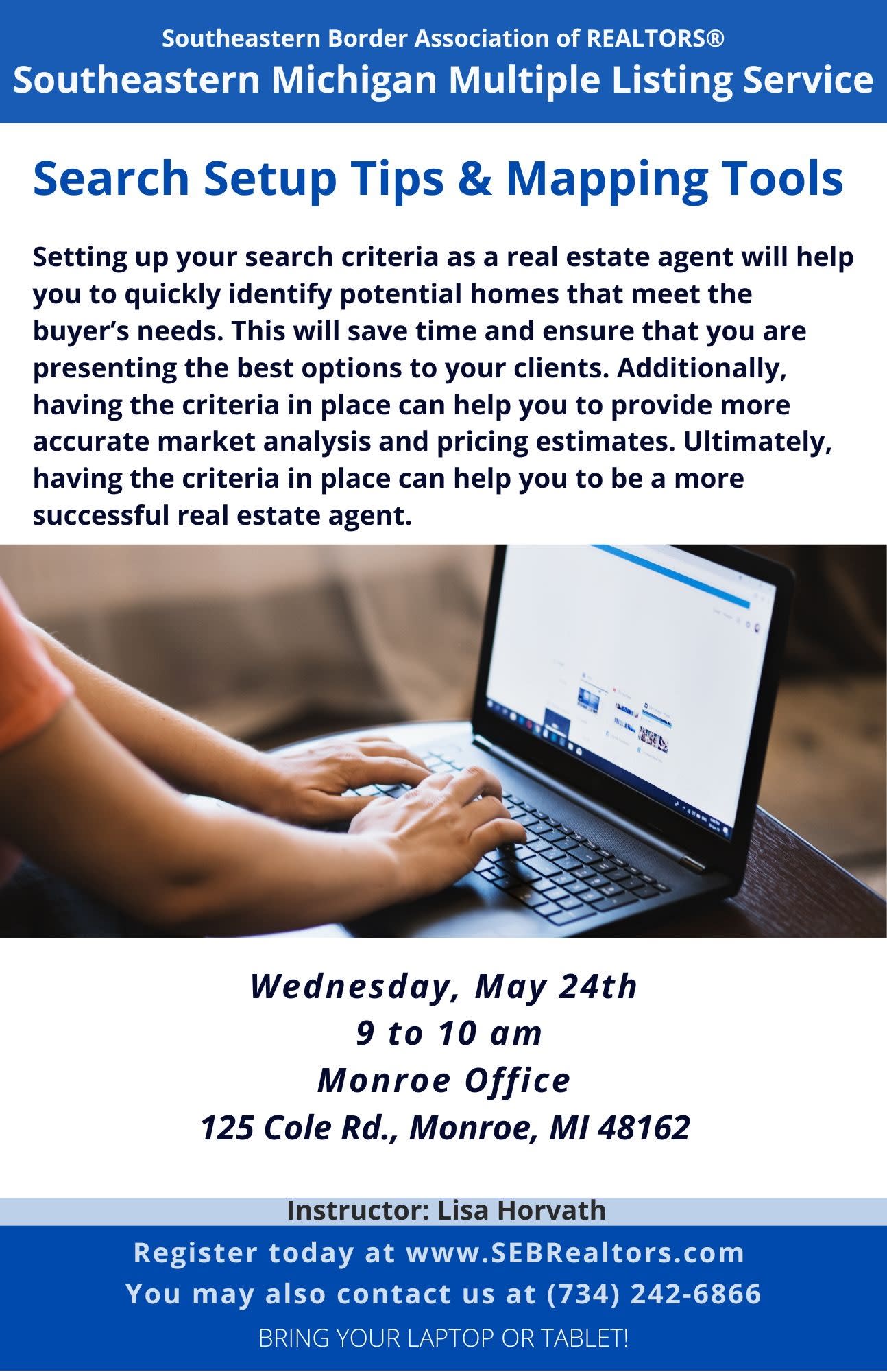 MLS Class Paragon Search Setup Tips & Mapping Tools SEBAR Education Classes Southeastern