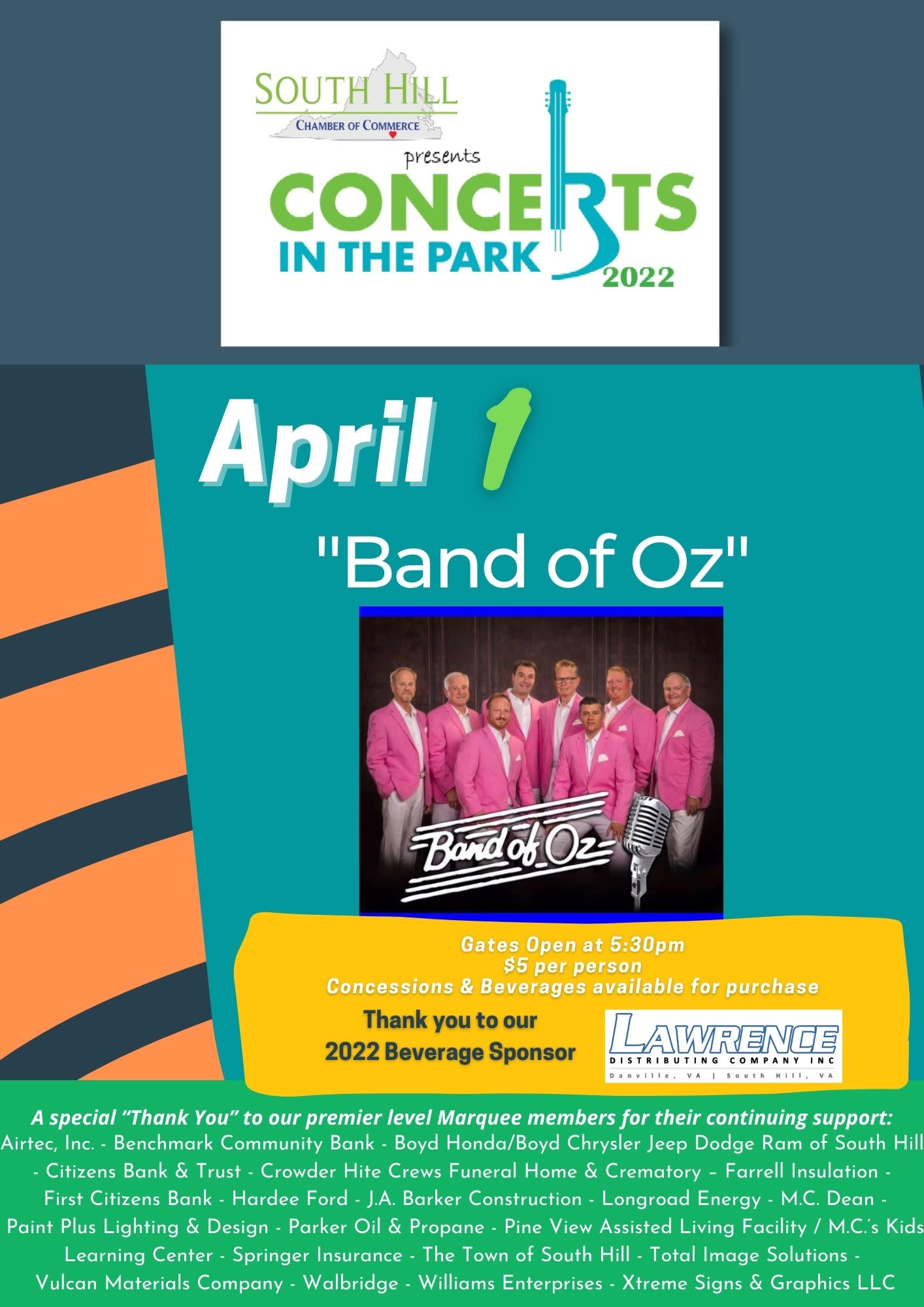 Concert in the Park 2022 "Band of Oz" South Hill Chamber of Commerce