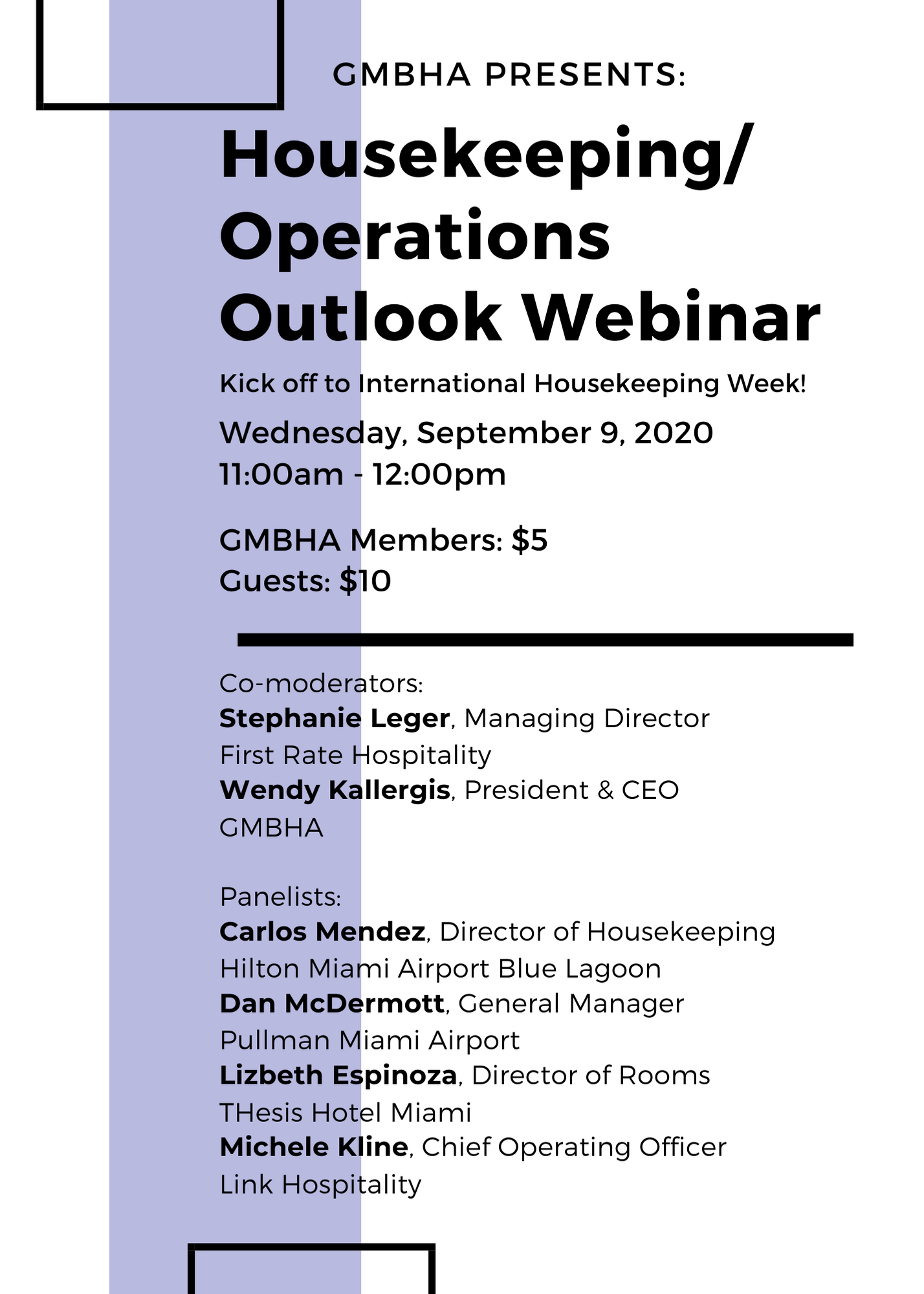 Housekeeping/Operations Outlook Webinar evite