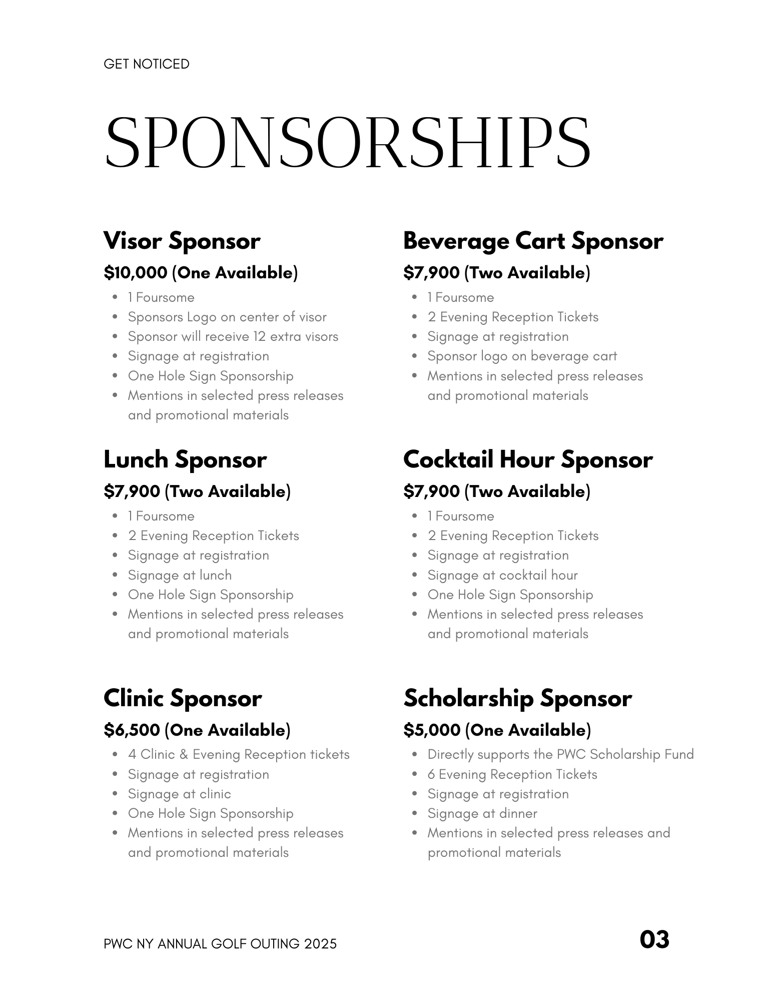 Annual Golf Outing Sponsor Packet