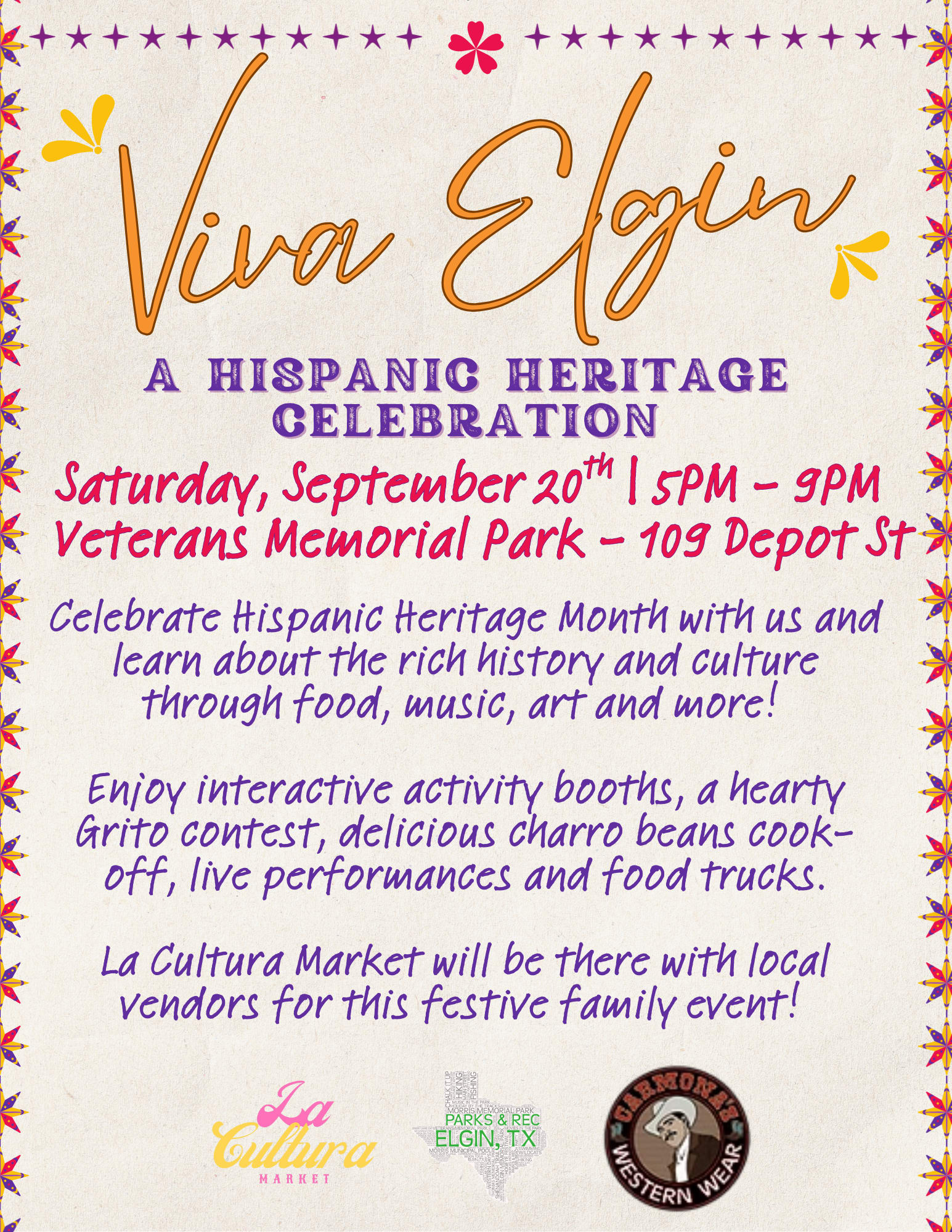 Viva Elgin - Hispanic Heritage Month Celebration Flyer