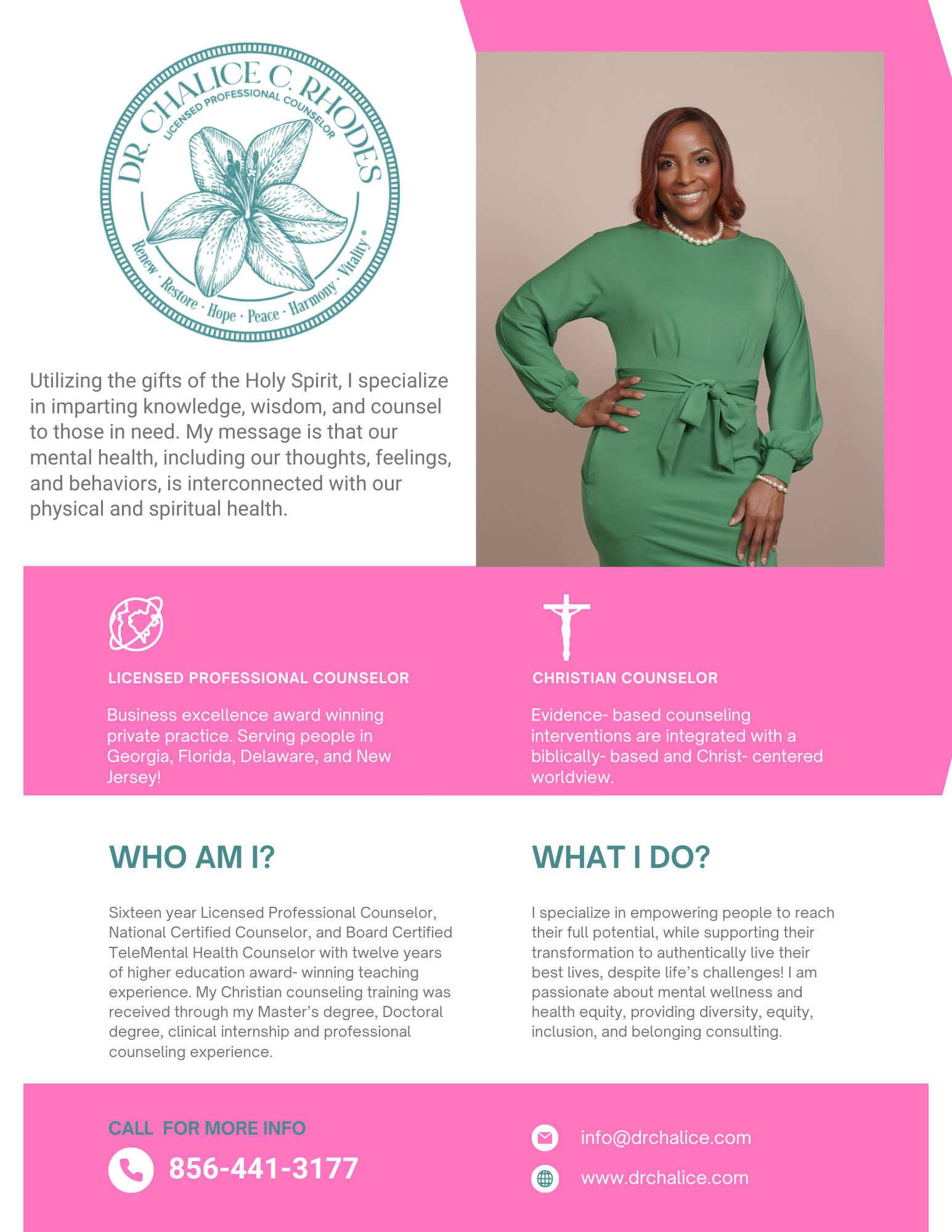 Dr. Chalice C. Rhodes, Christian Counselor