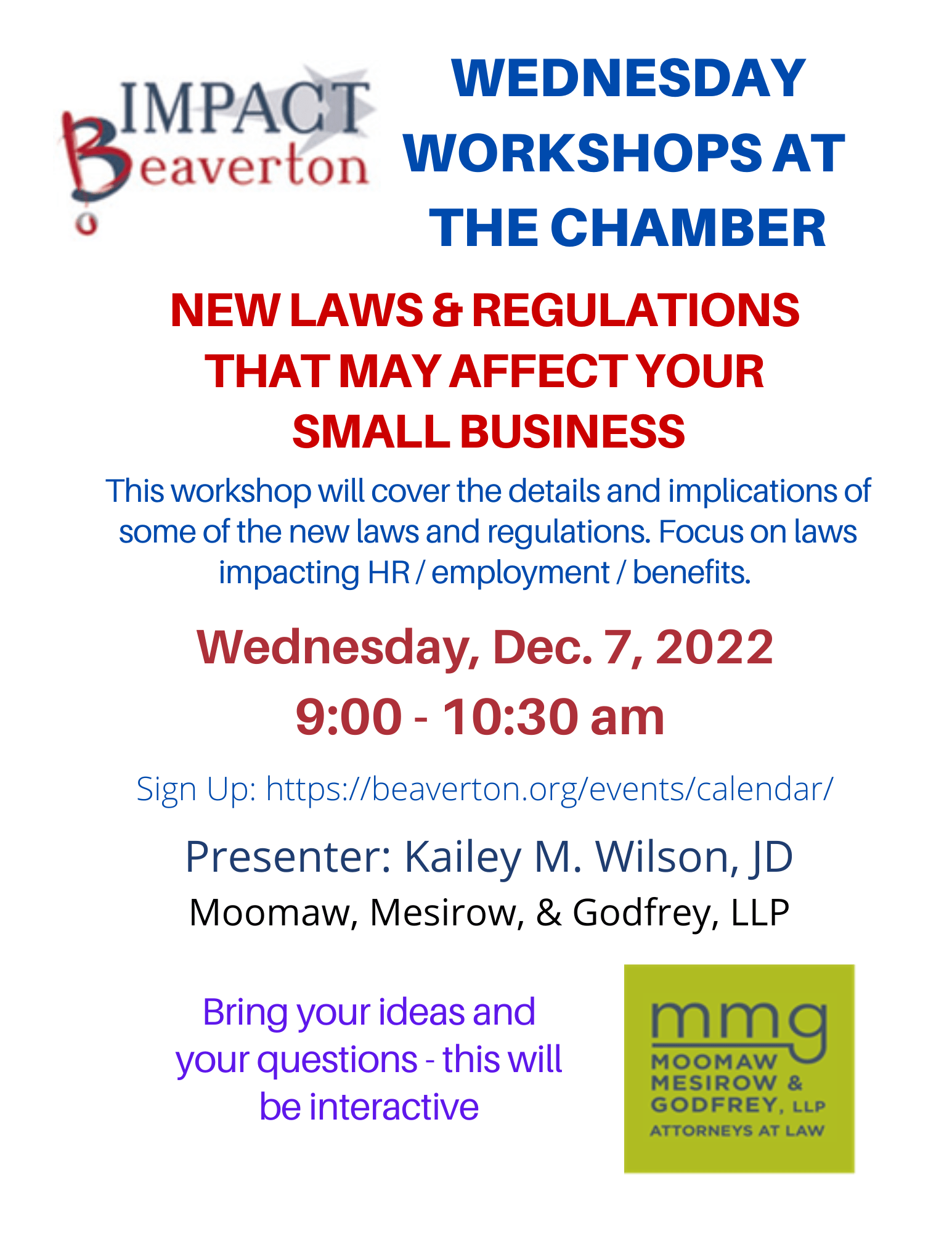 News Law Affecting Small Business - Beaverton Area Chamber of Commerce