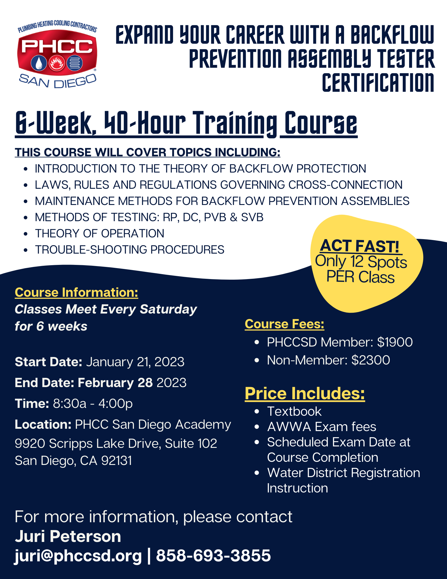 Backflow Prevention Assembly Tester Certification Course 6 week 40