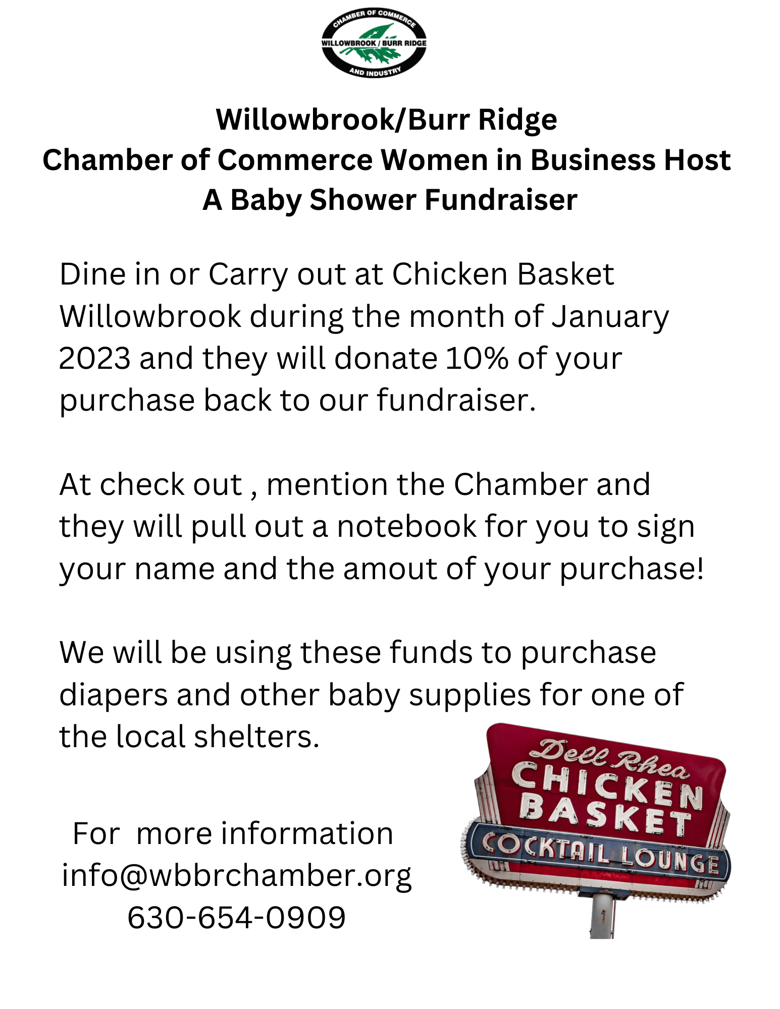 Please be sure to let the server know you are a chamber member so they can count your meal towards the fundraiser.