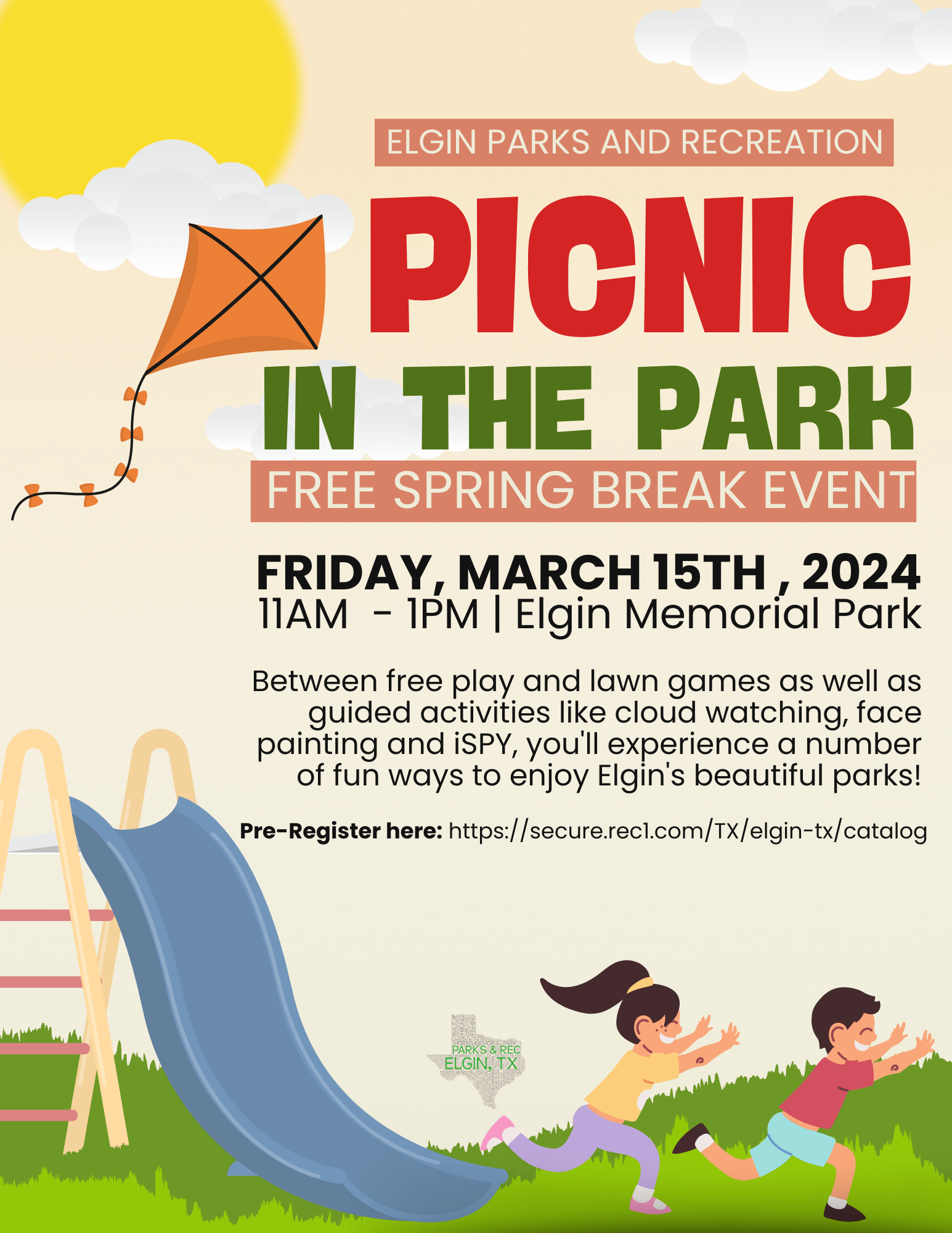 Picnic in the Park Spring Break with Elgin Parks & Recreation Elgin