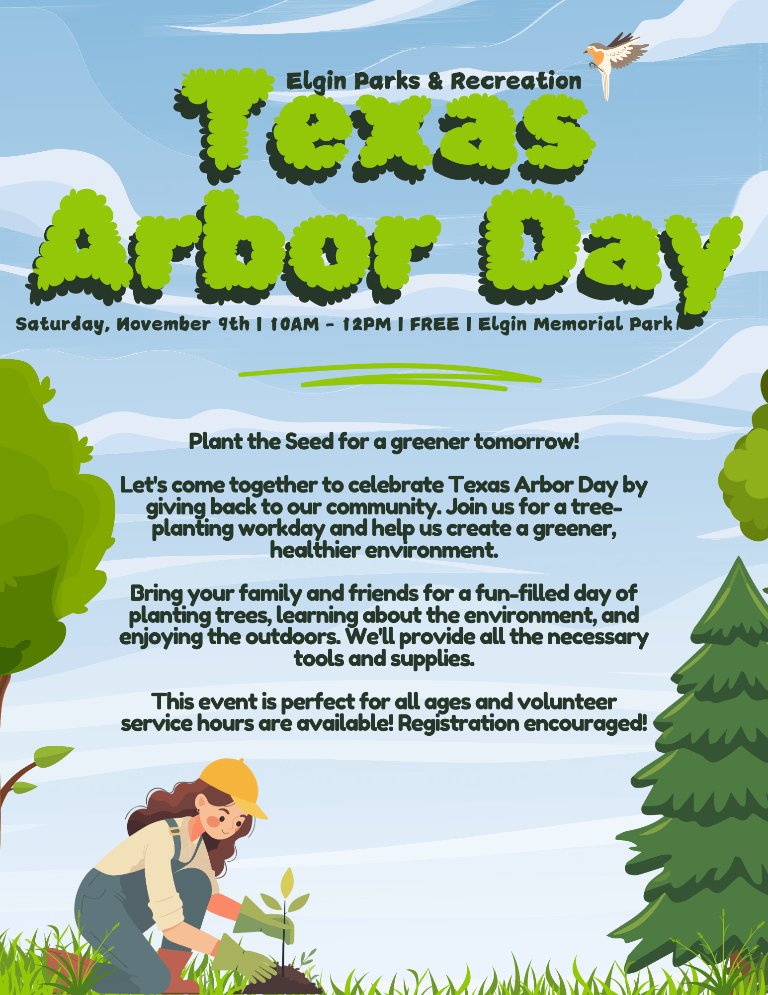 Texas Arbor Day Tree Planting Flyer 2024