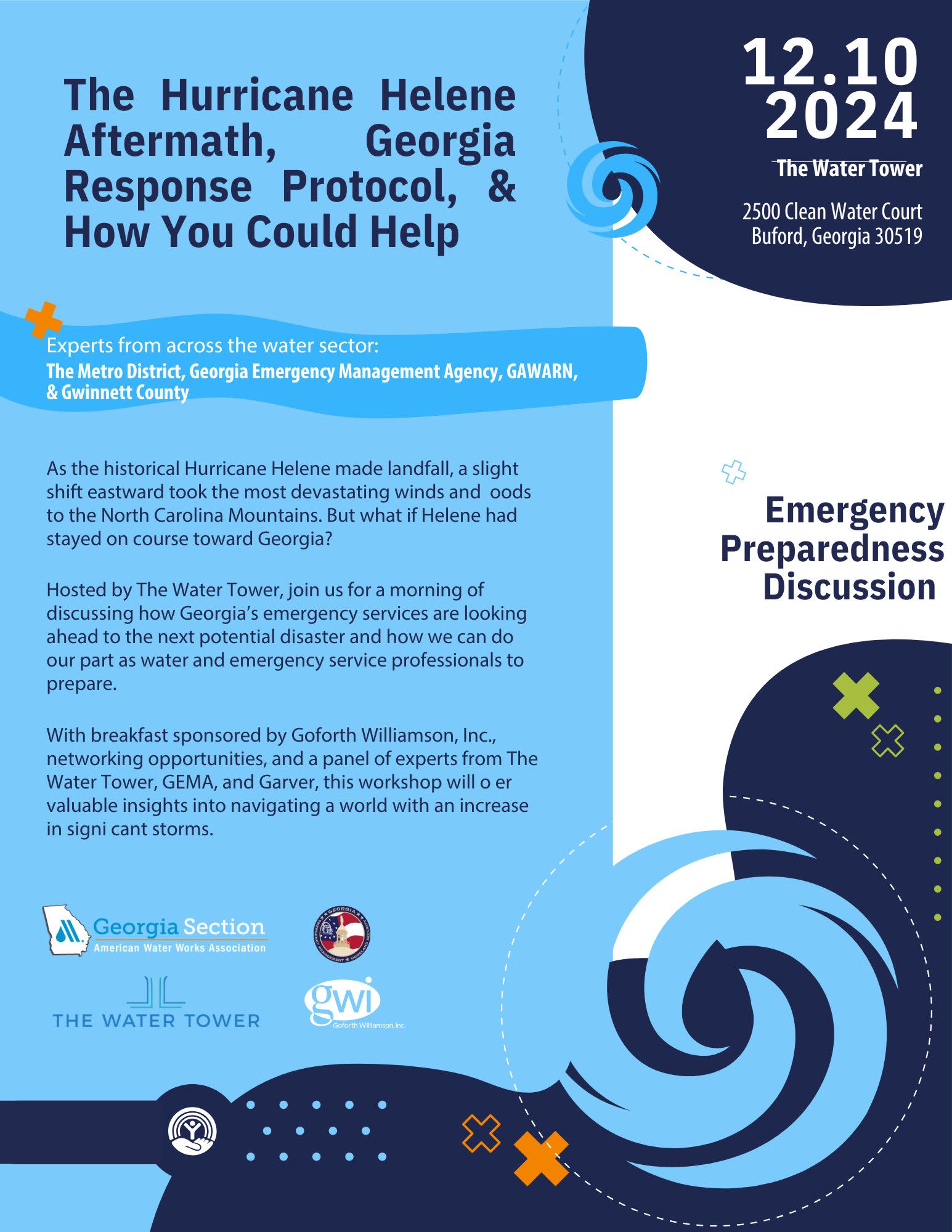 Water Resilience and Emergency Response Breakfast Panel The Water Tower