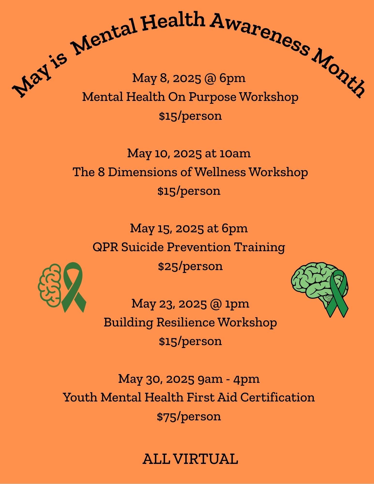 List of events for mental health awareness month