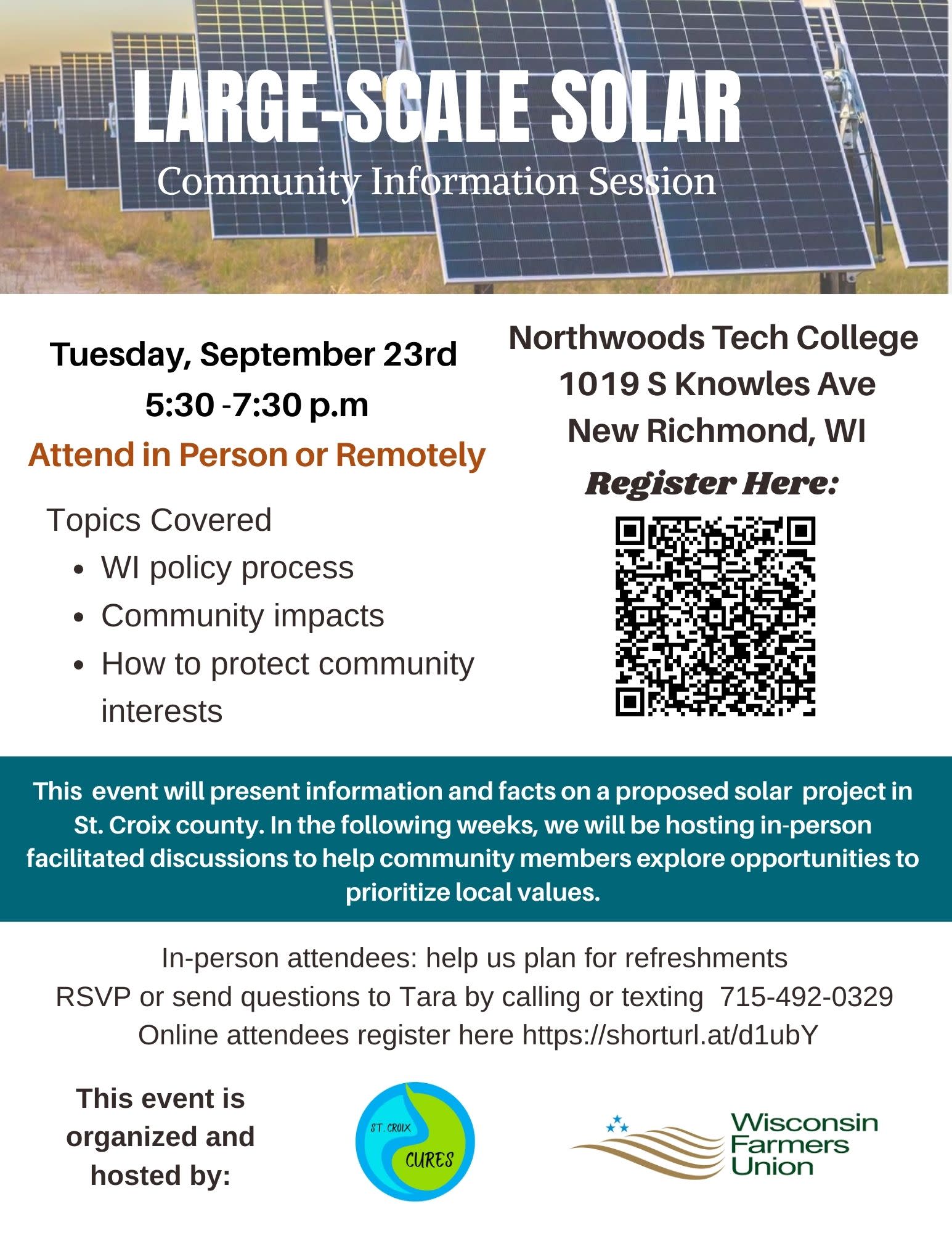 Large Scale Solar Community Information Session Flyer