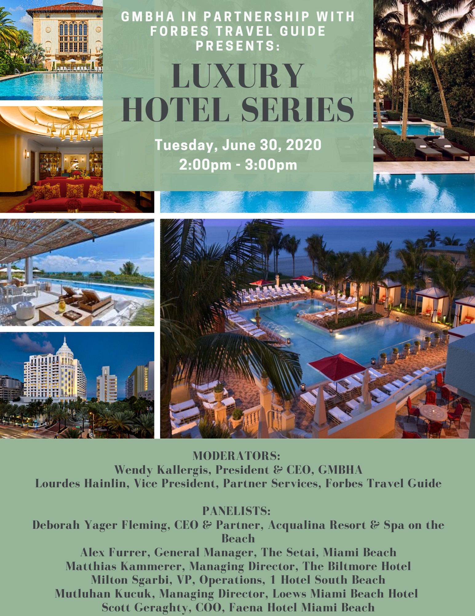 GMBHA & Forbes Travel Guide Present: Luxury Hotel Series June 30th