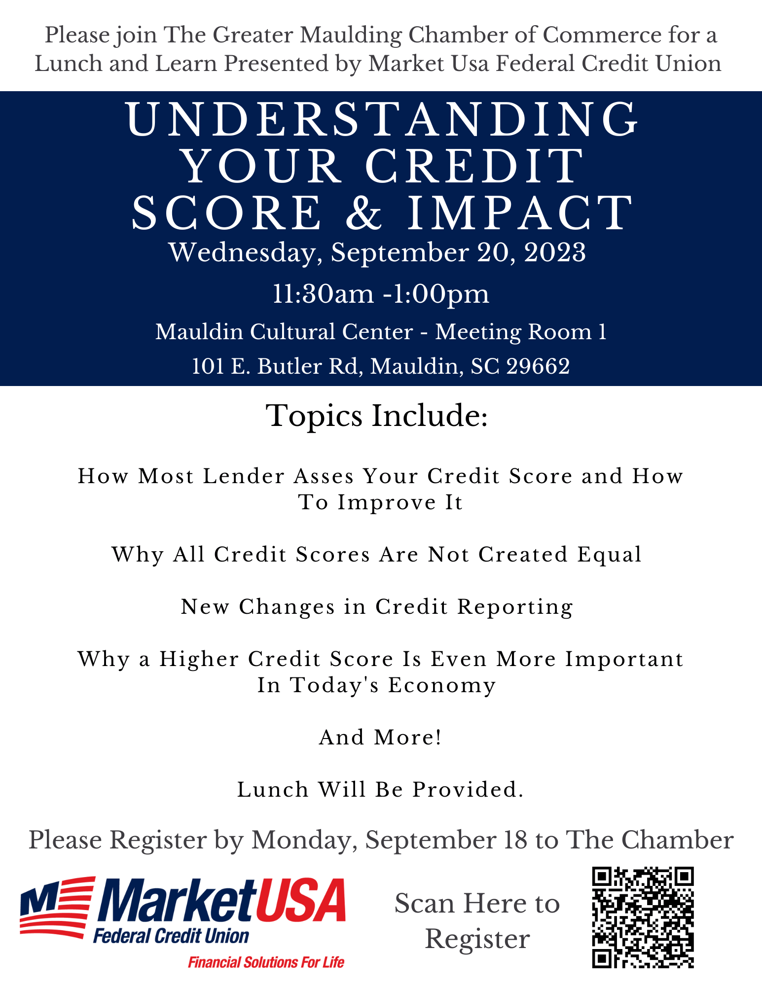 Market USA Federal Credit Union Lunch and Learn Event Registration