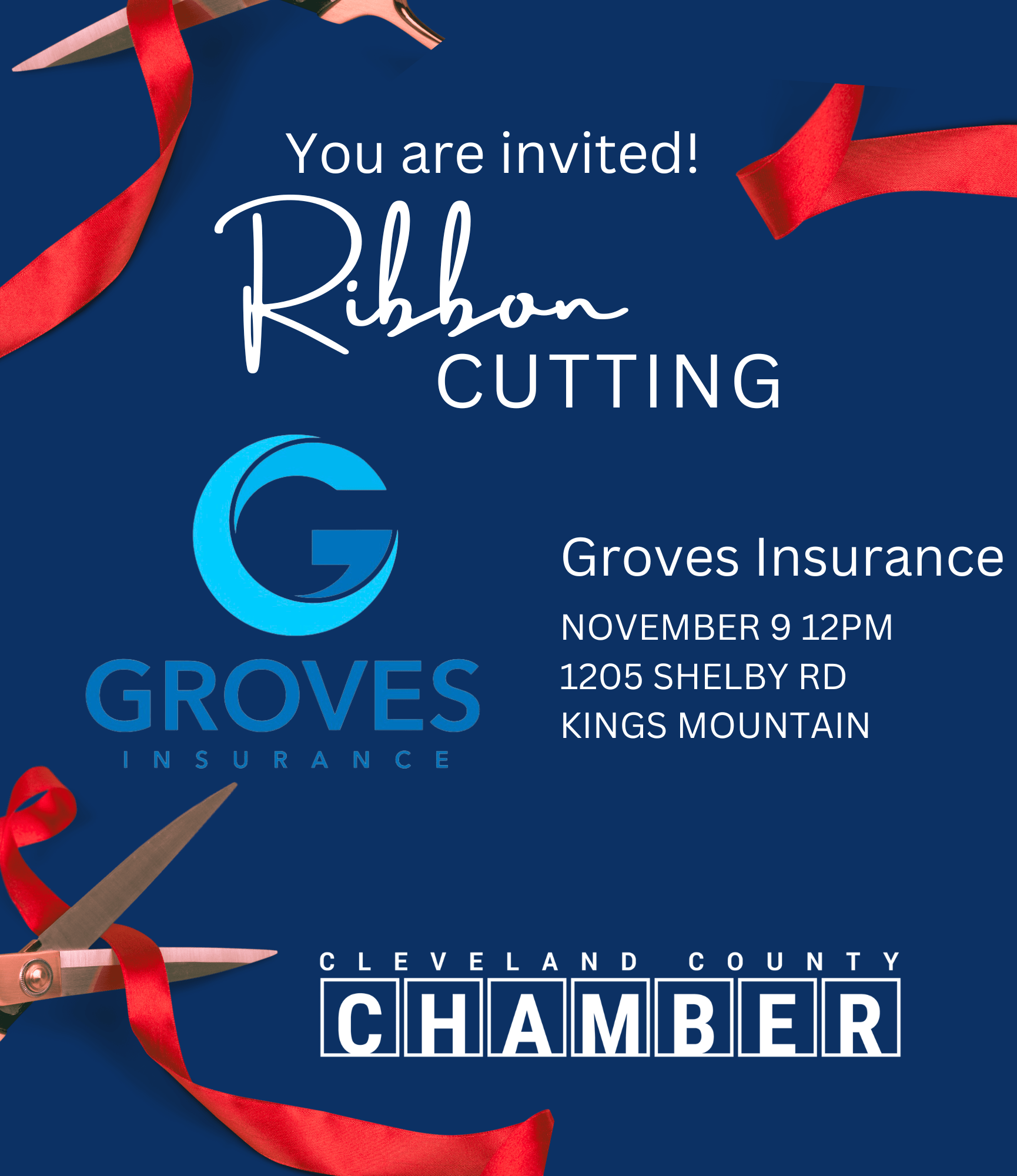 Ribbon Cutting Groves Insurance! Events Calendar Cleveland County