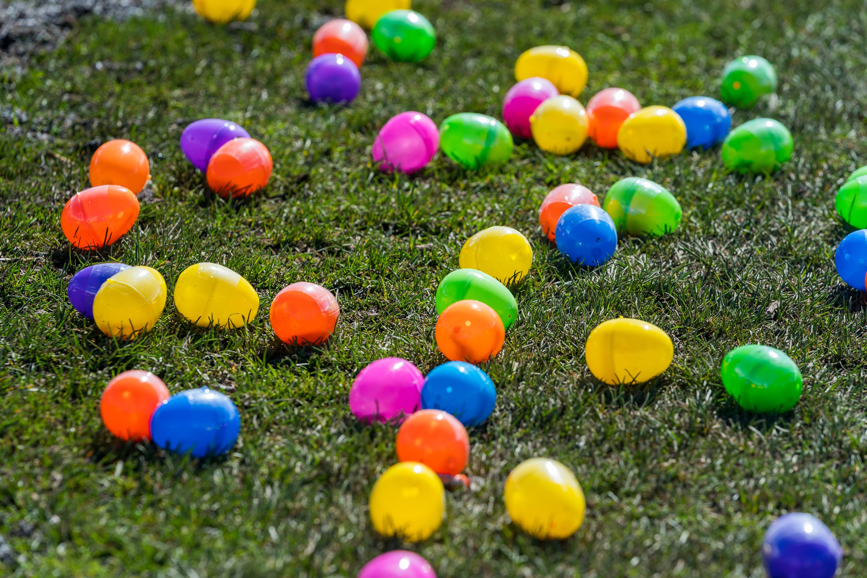 Colorful eggs on the ground at Avon Egg Hunt