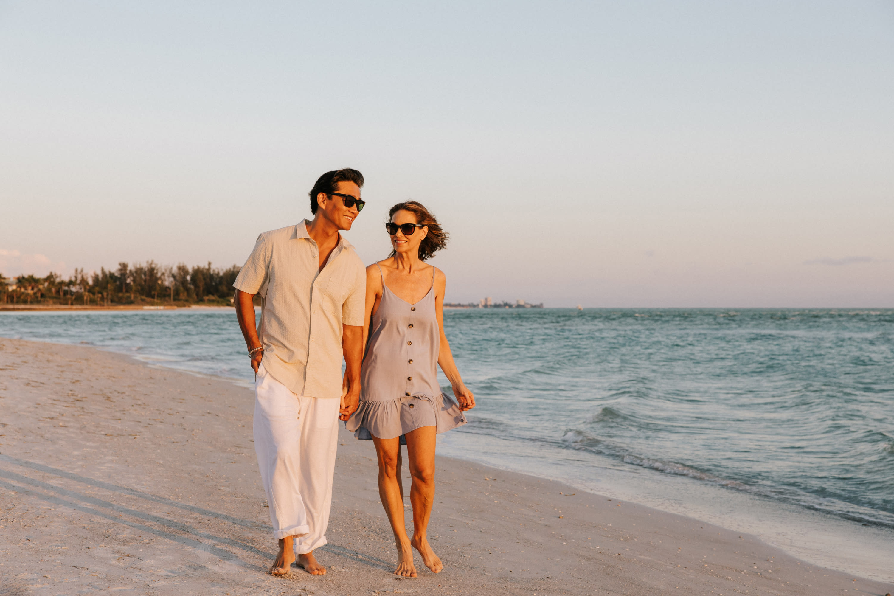 Couple walking on the beach