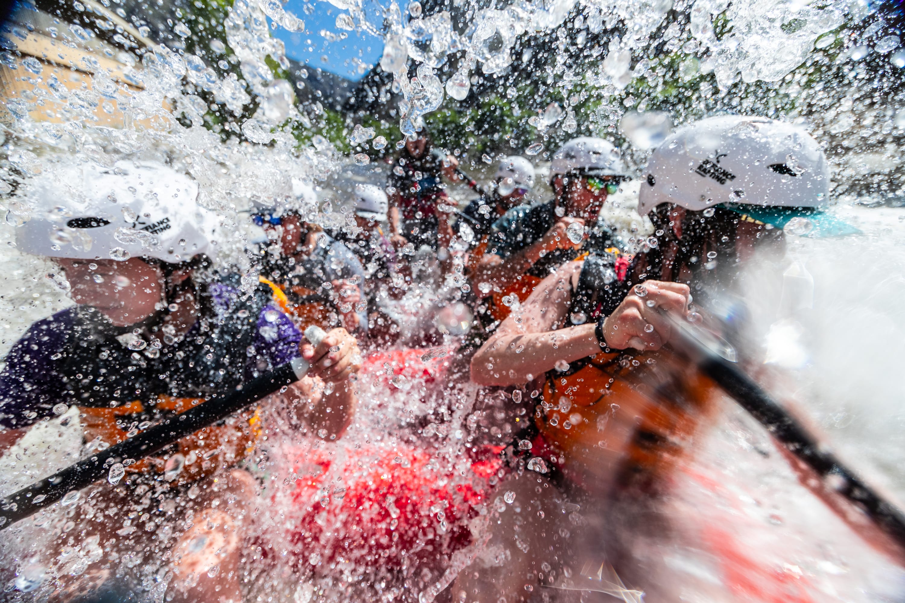 getting wet while rafting the Shoshone Rapids