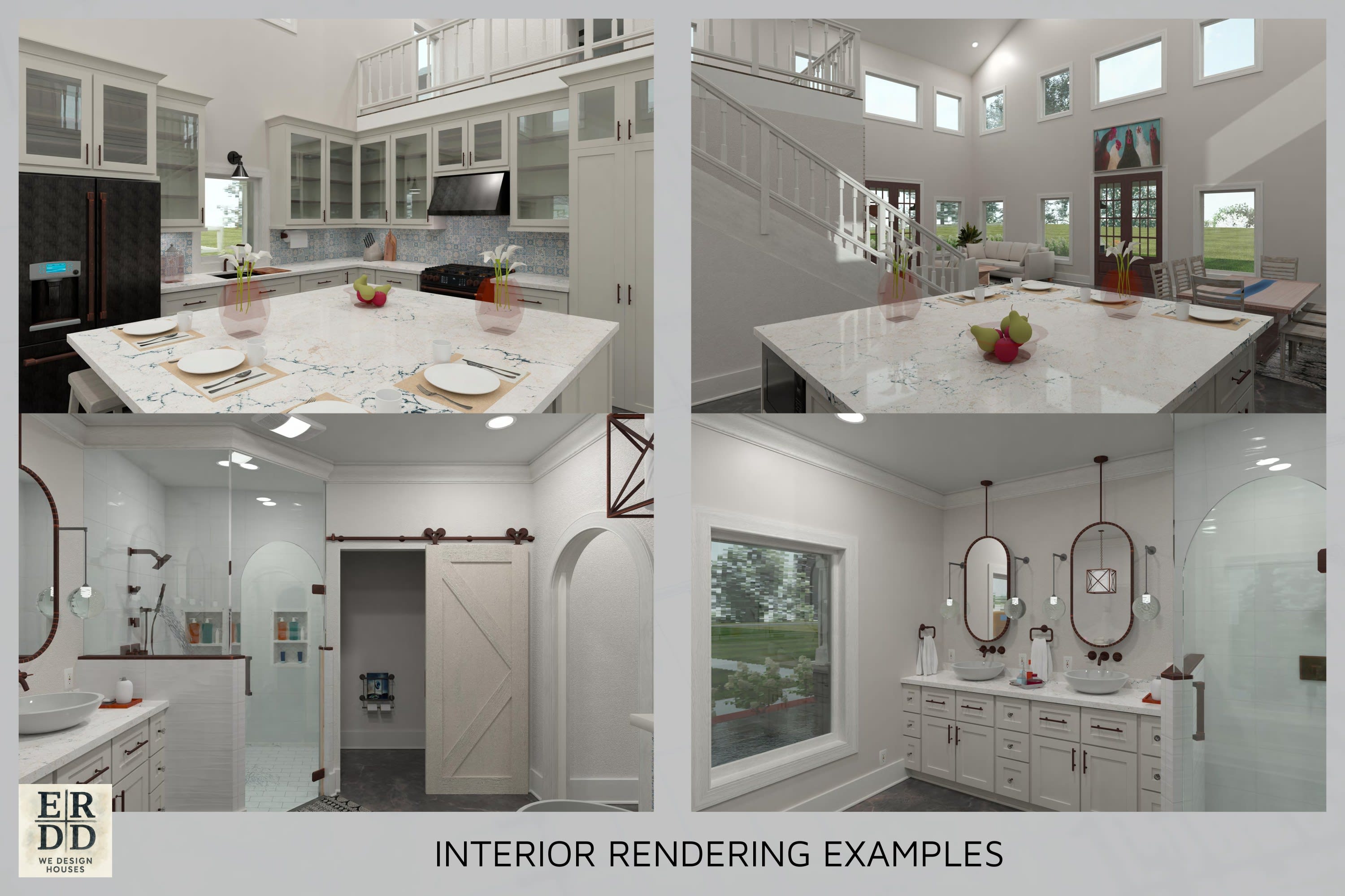A collage of various interior designs showcasing diverse styles and color palettes in modern living spaces.