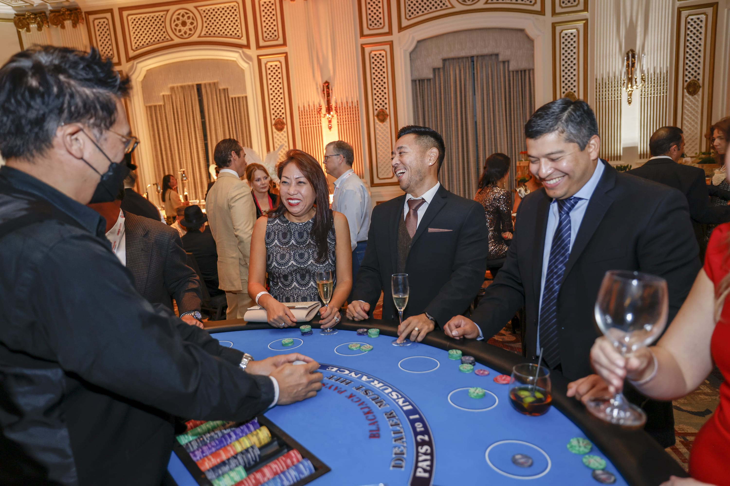 Blackjack players having fun playing blackjack