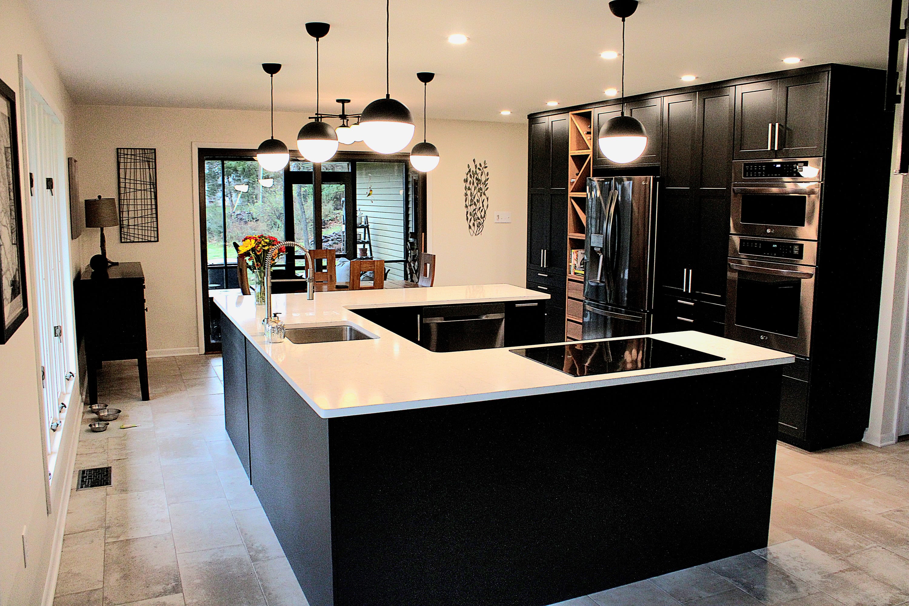 Updated Kitchen with black cabinetry
