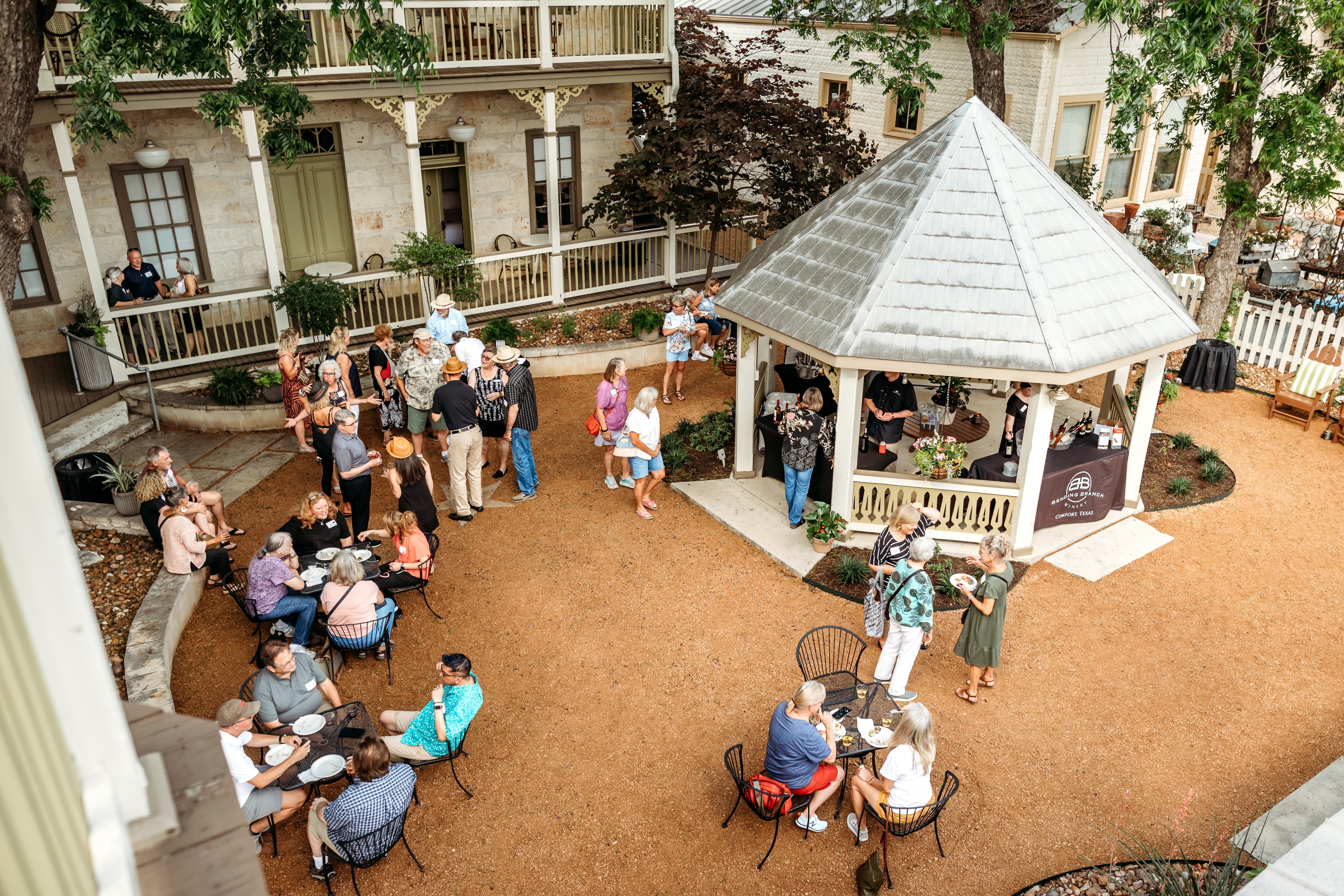 courtyard and gazebo with people