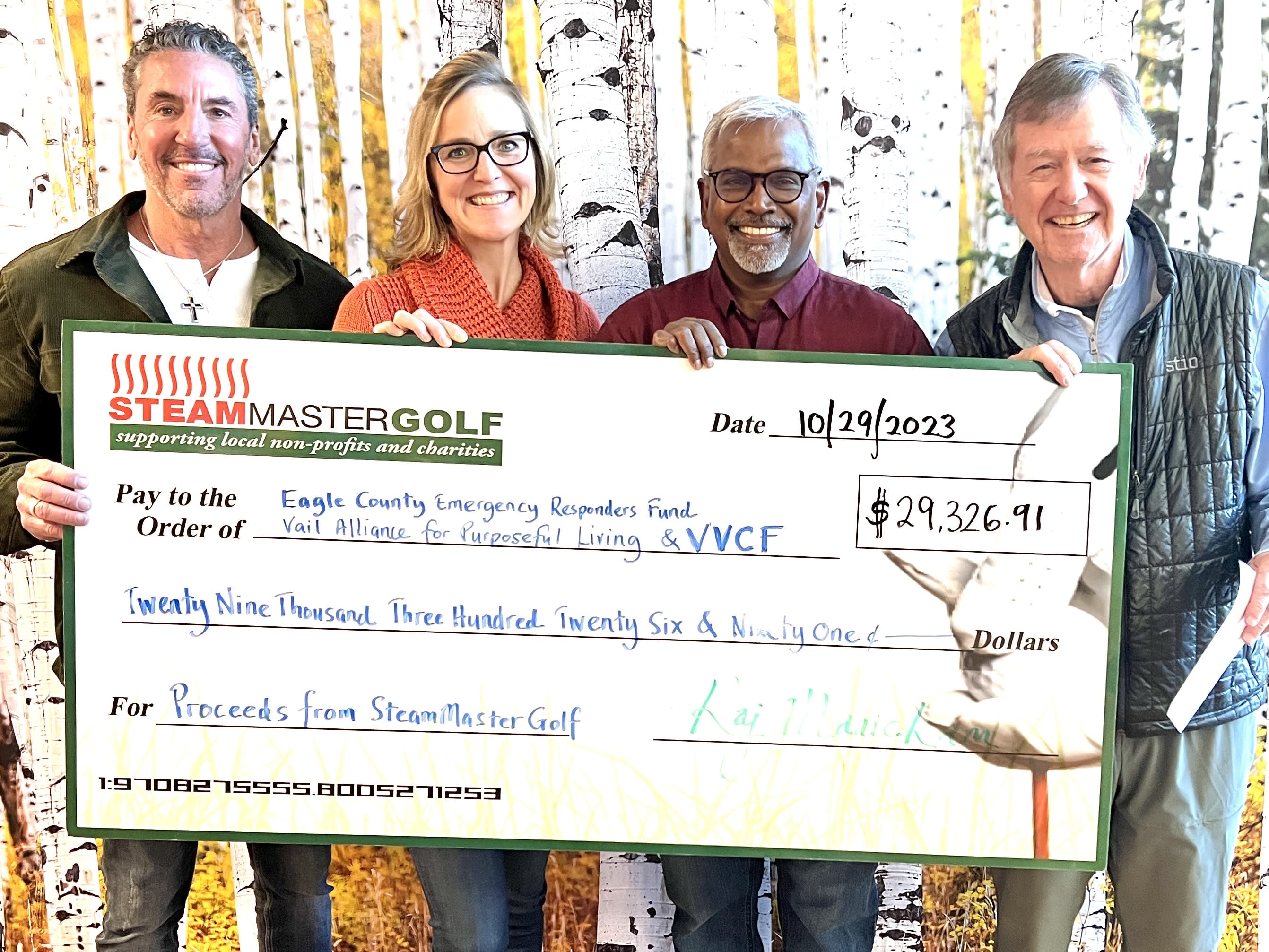 Eagle County Emergency Responders Fund, Vail Alliance for Purposeful Living & Vail Valley Charitable Fund received the checks