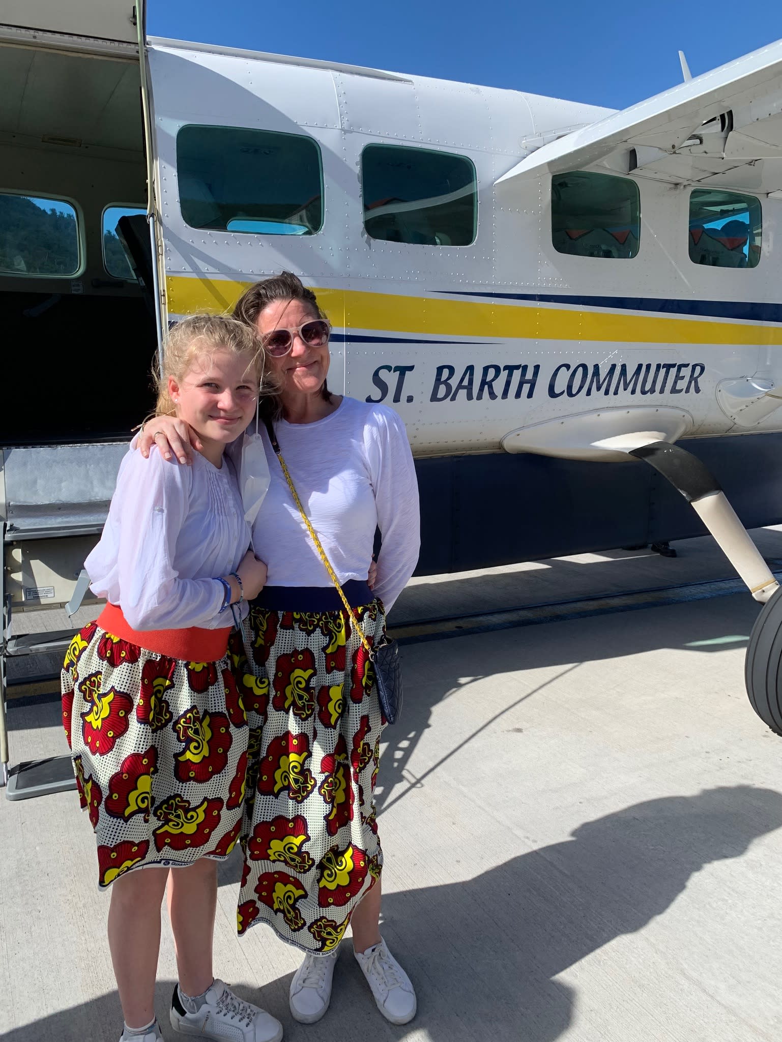 Mum and daughter in skirts on holidays