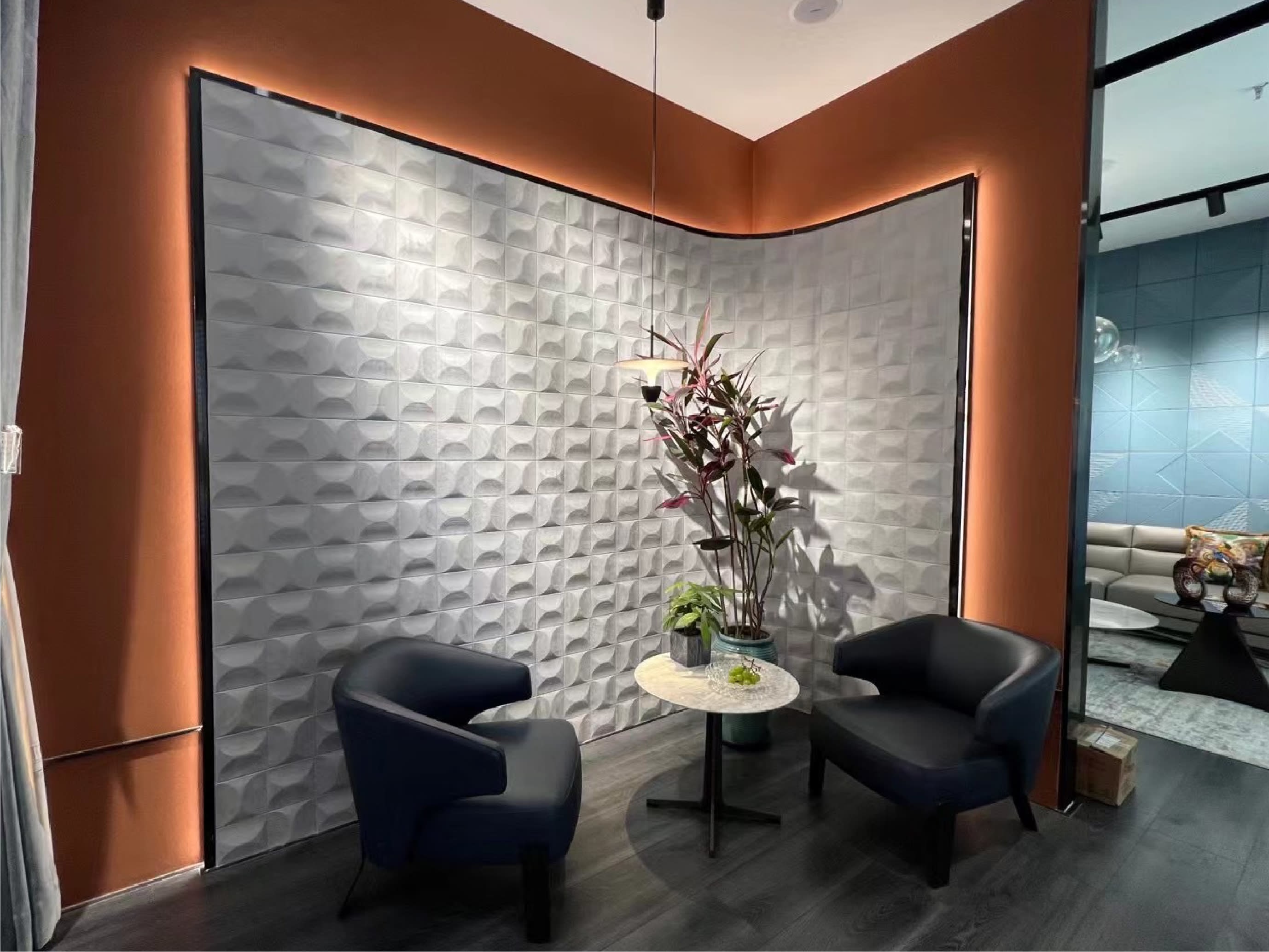 Upholstered Velvet Wallpaper on an Accent Wall