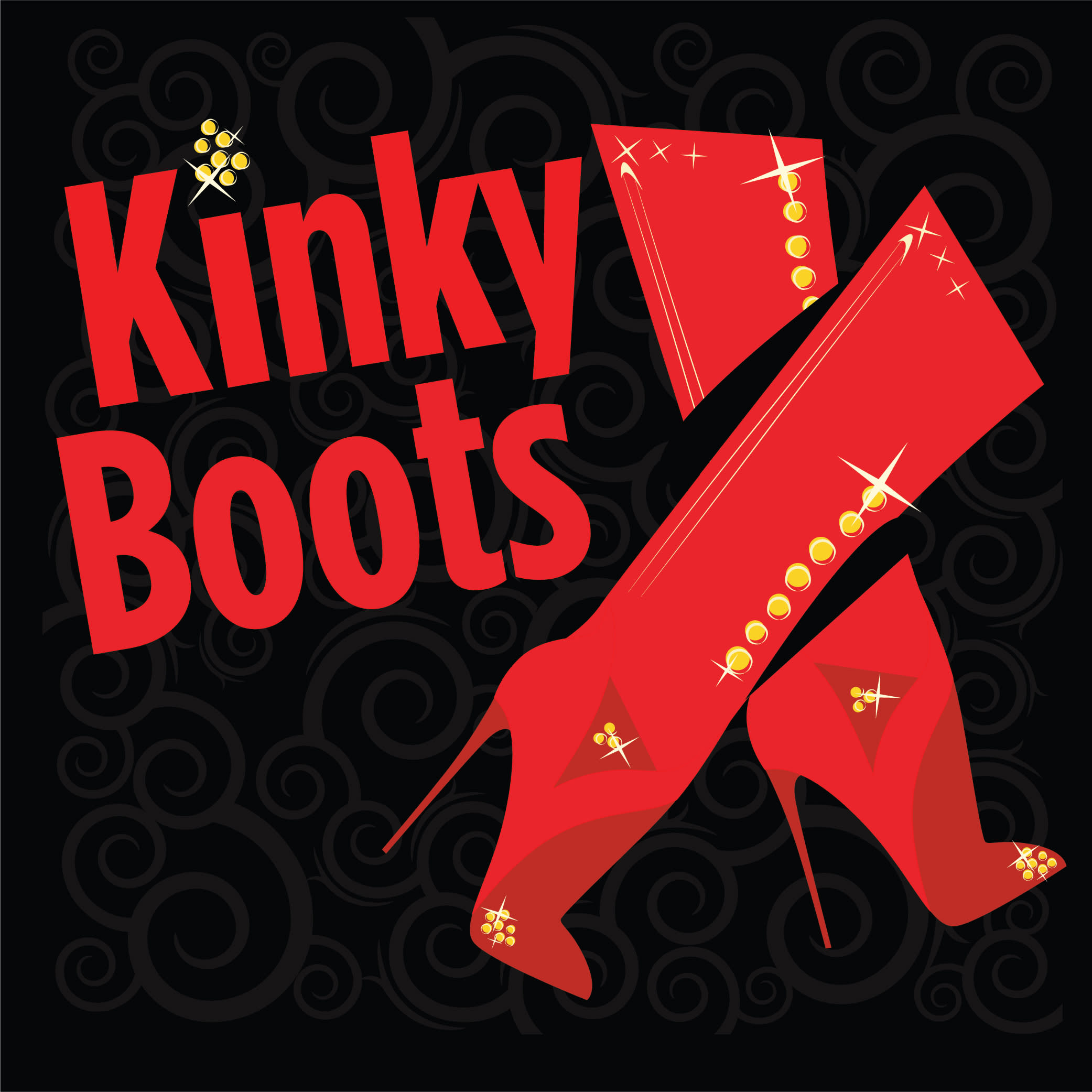 Two tall red high heeled boots